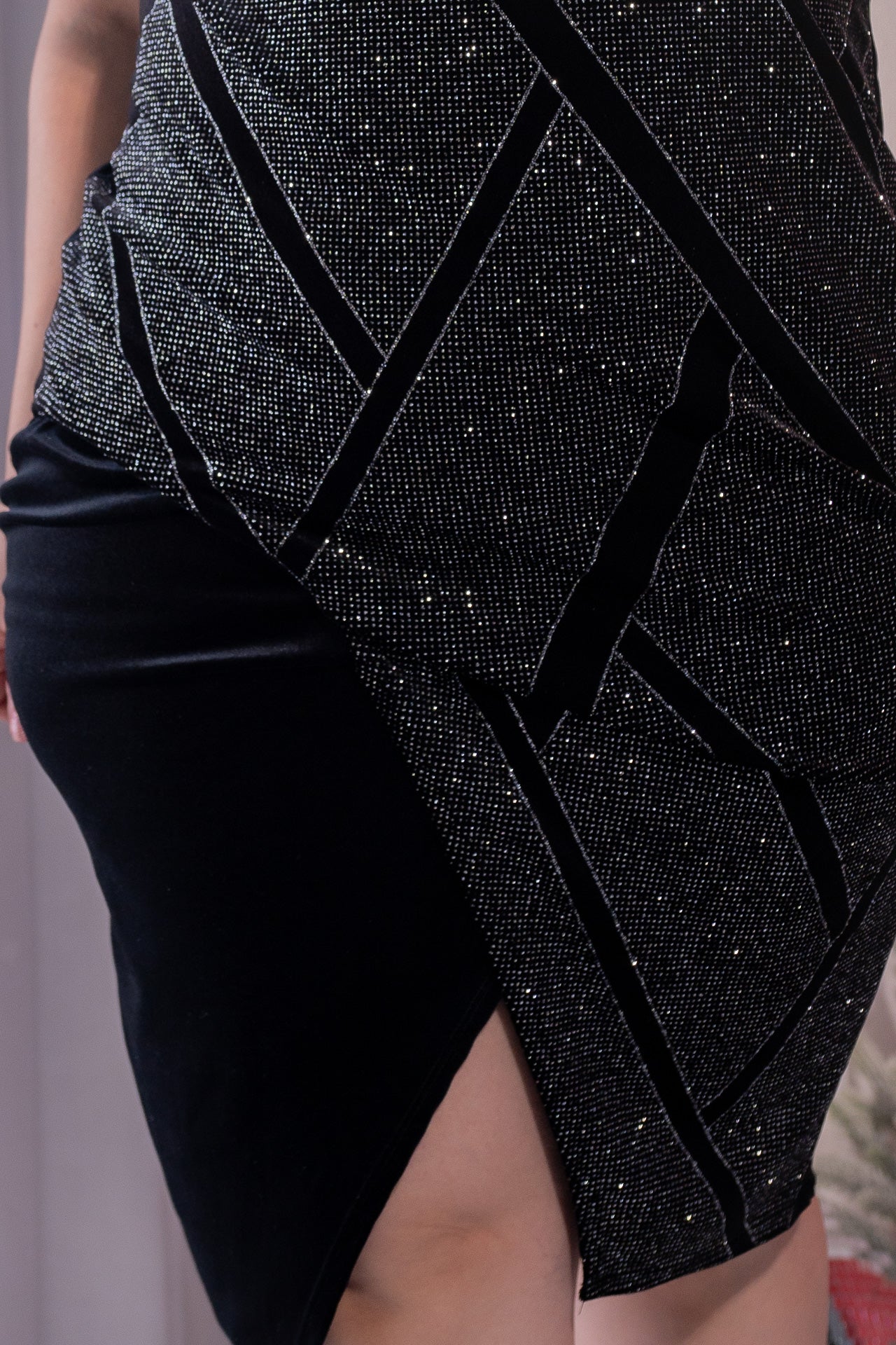 Vestido de terciopelo Brillos Plata