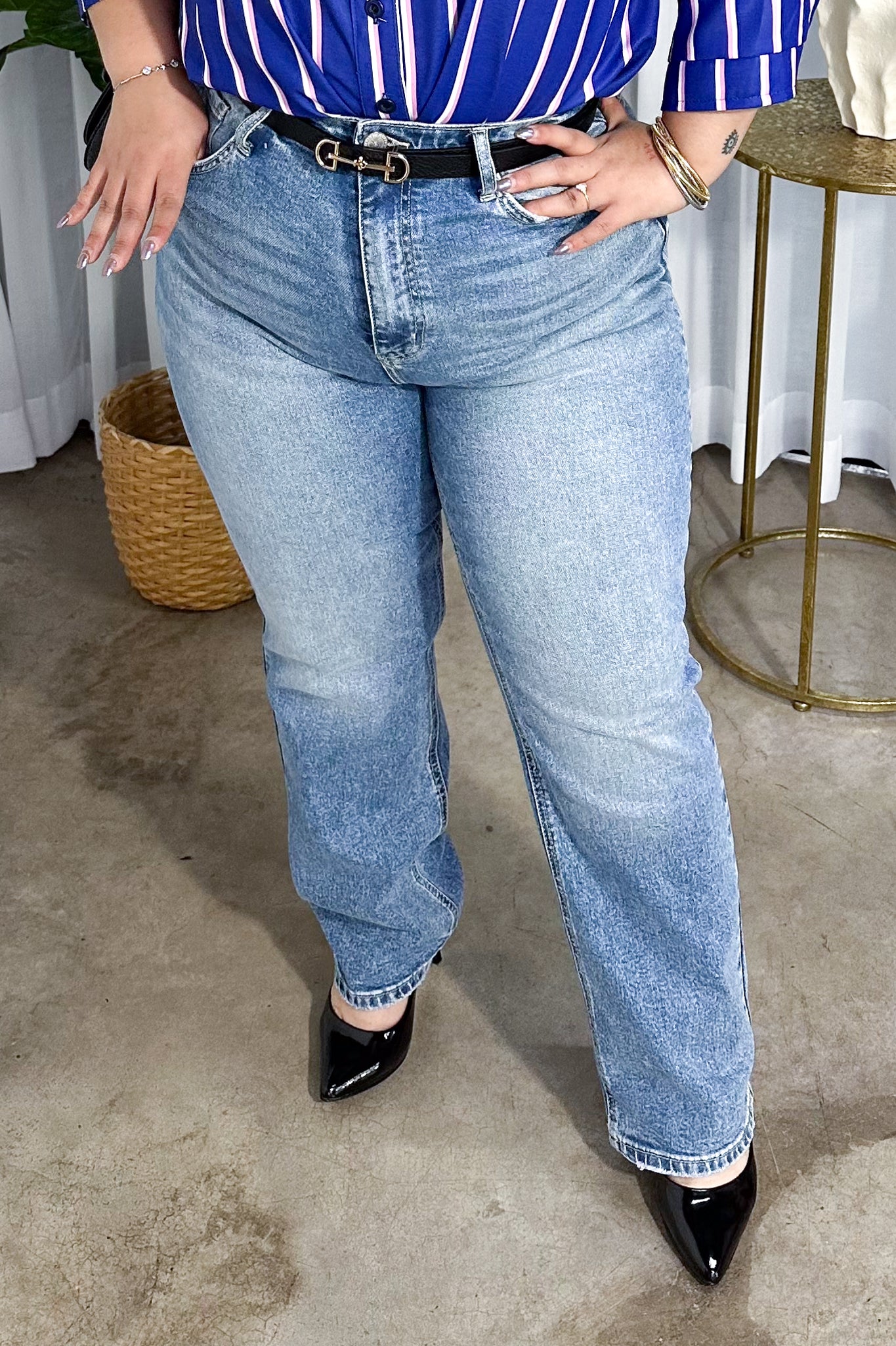 Jeans recto liso claro