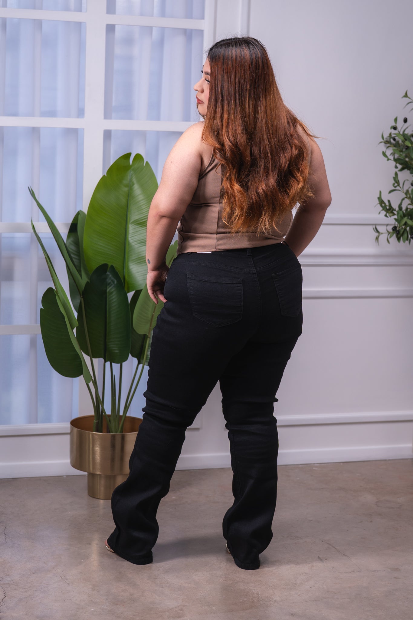 Jeans wide leg liso negro