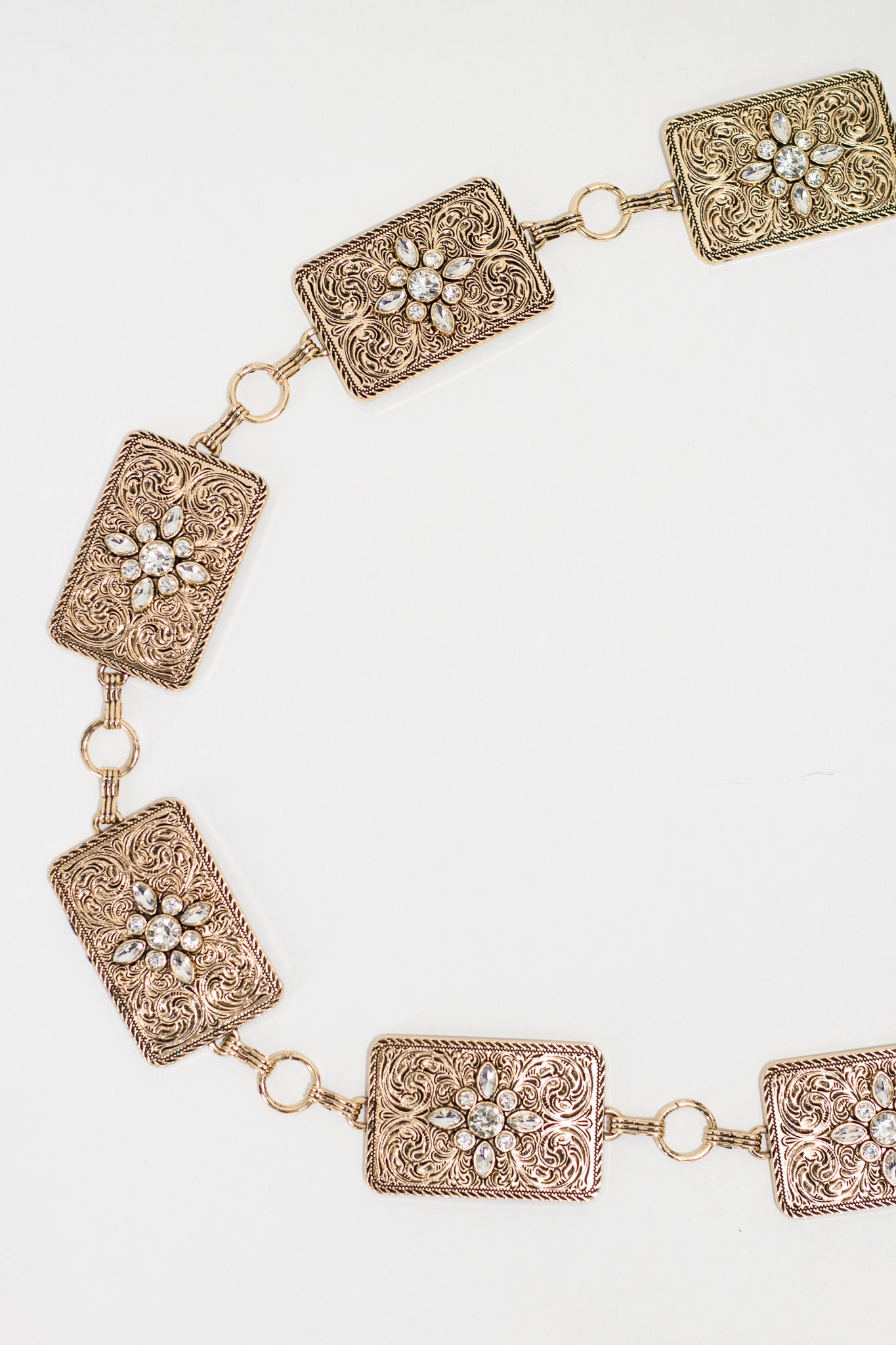 CINTO CADENA RECTANGULOS DORADO