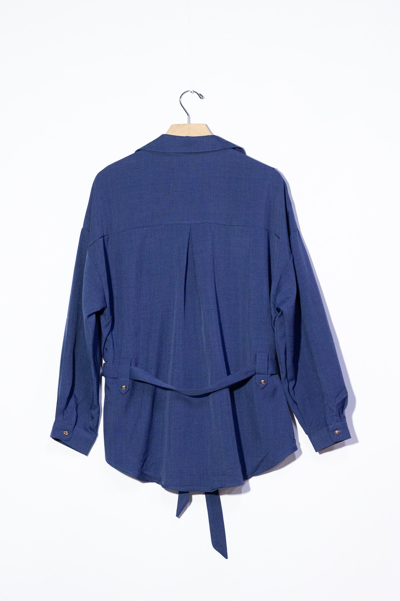 set pantalon camisa con lazo liso azul