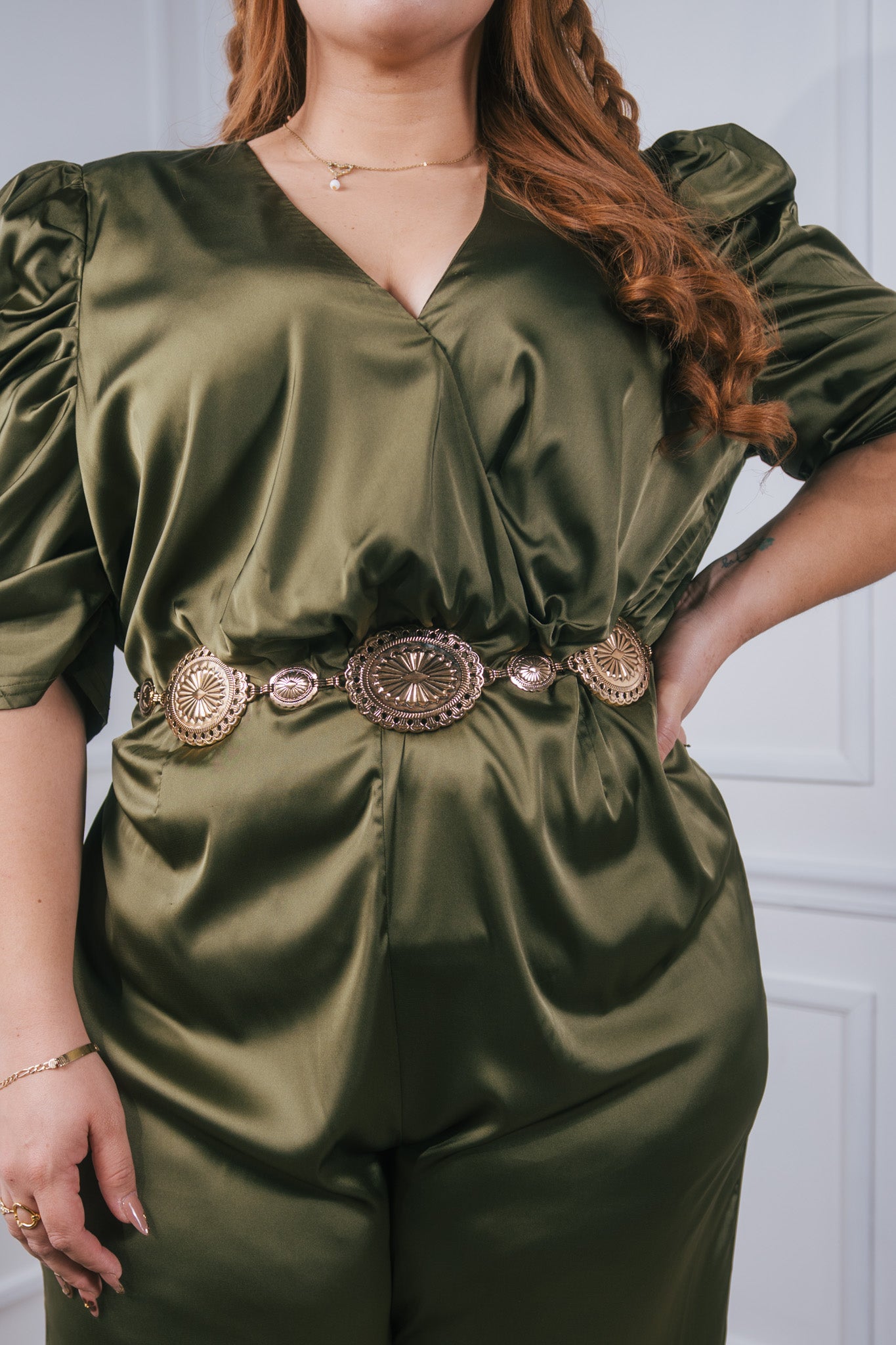 Palazo c/cinto satin olivo