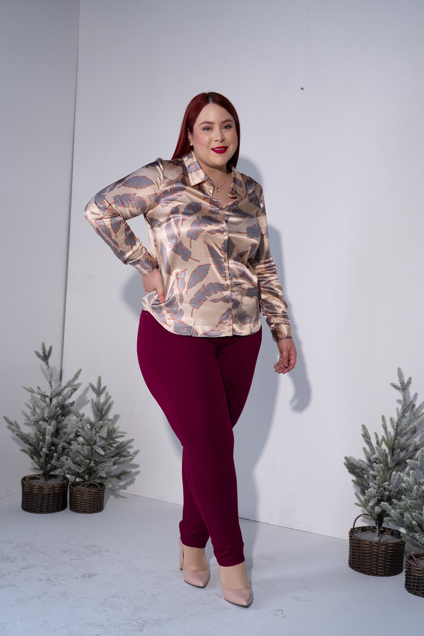 Pantalon tipo leggin tinto