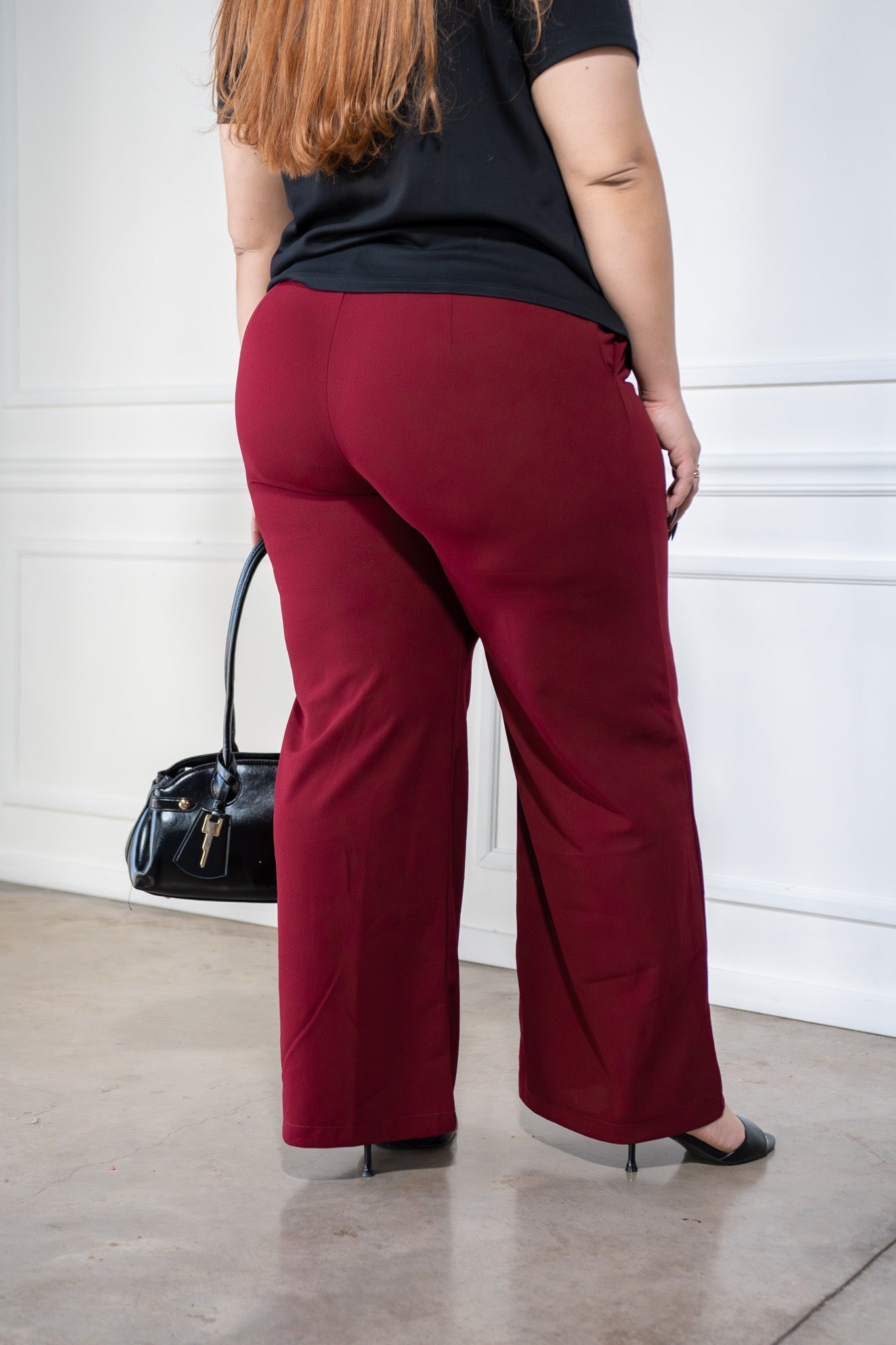 Pantalon tipo palazzo recto tinto