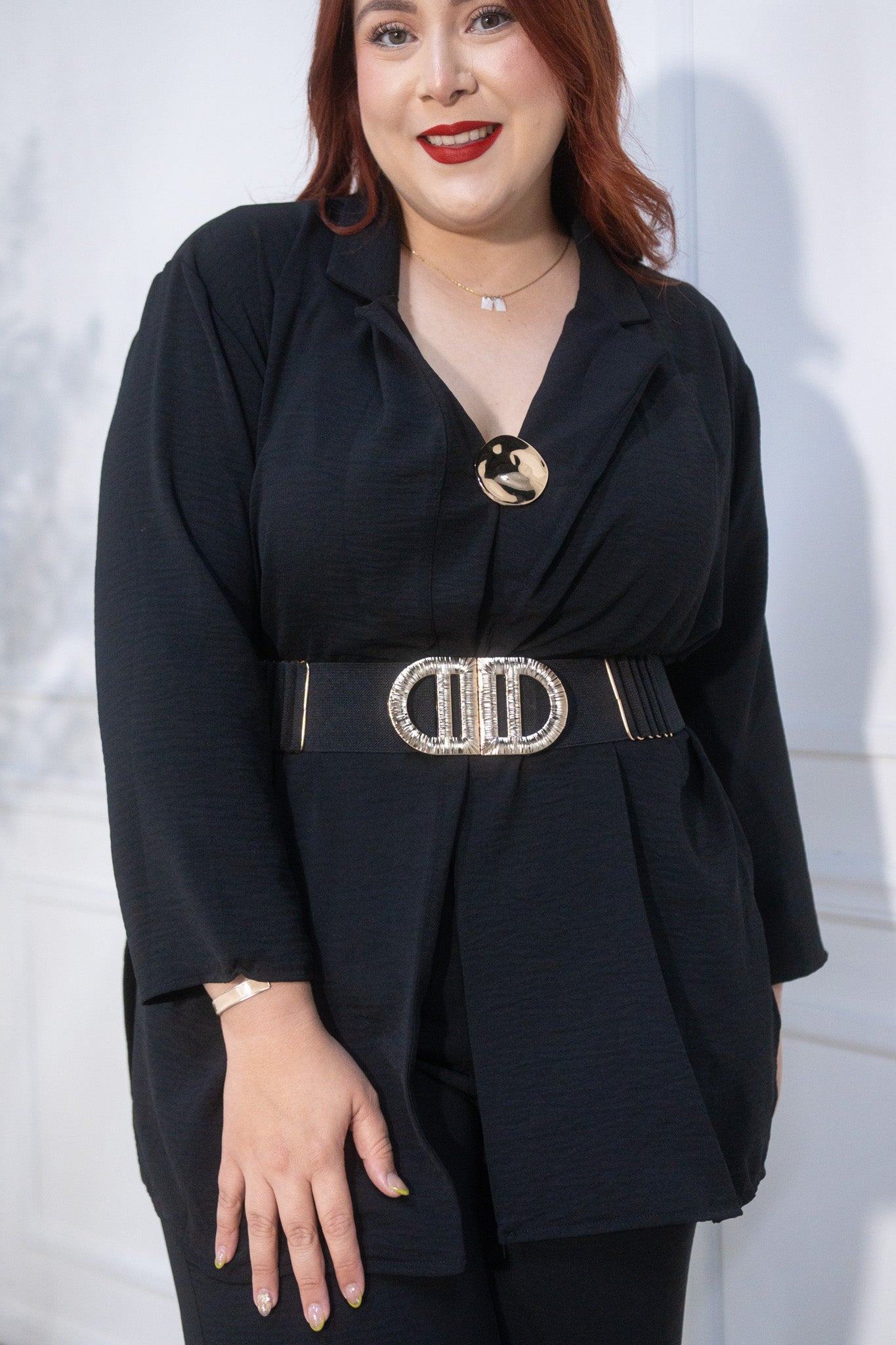 Set pantalon c/jacket detalle boton negro