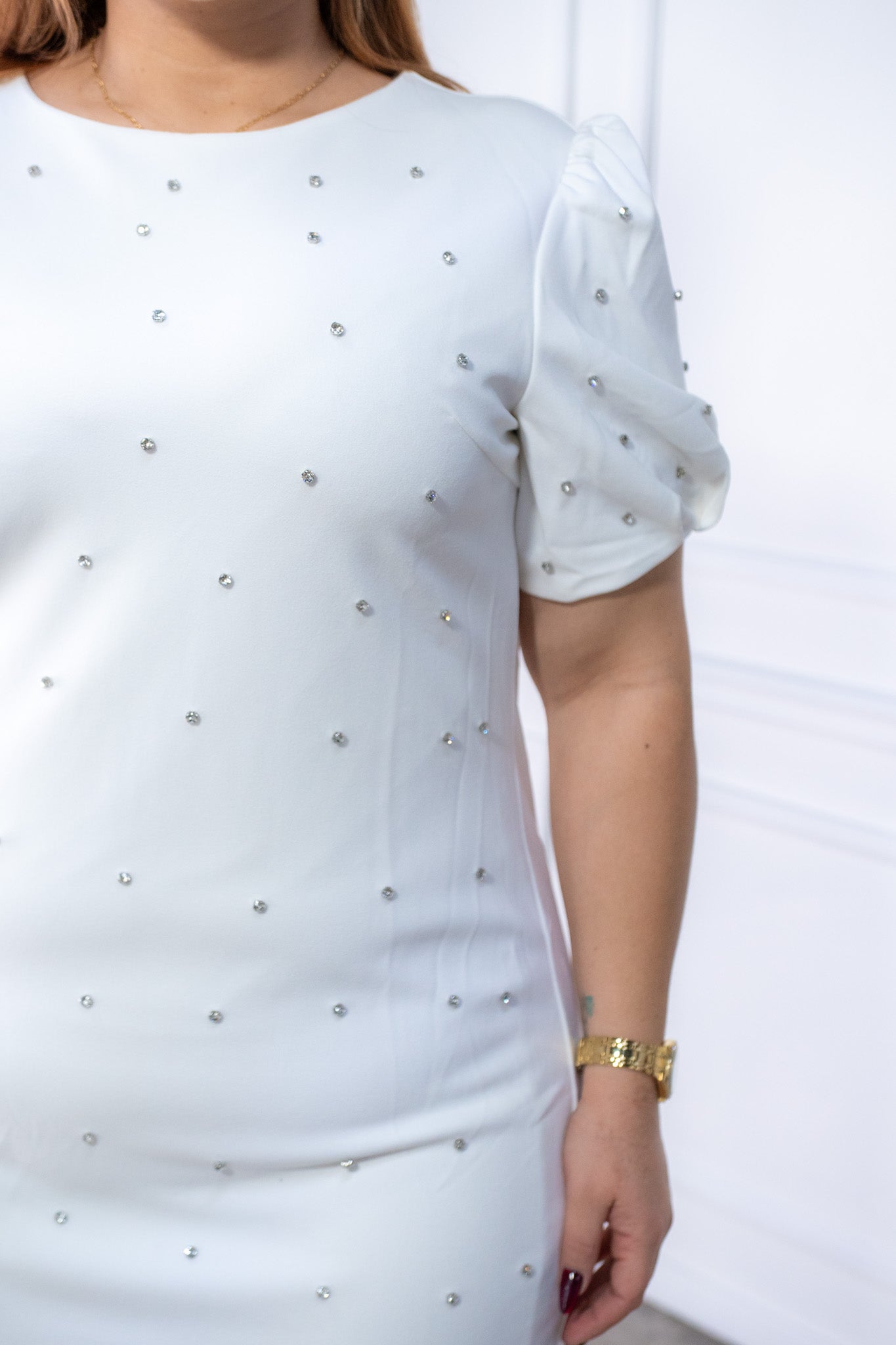 Vestido corto con piedras