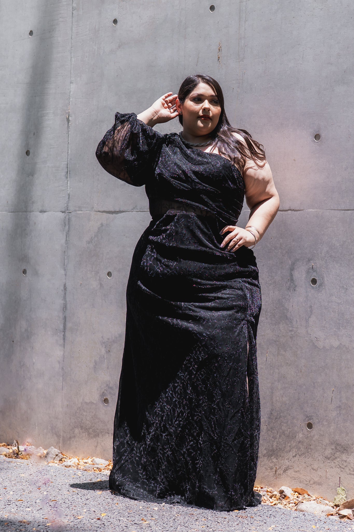 vestido fiesta 1 manga