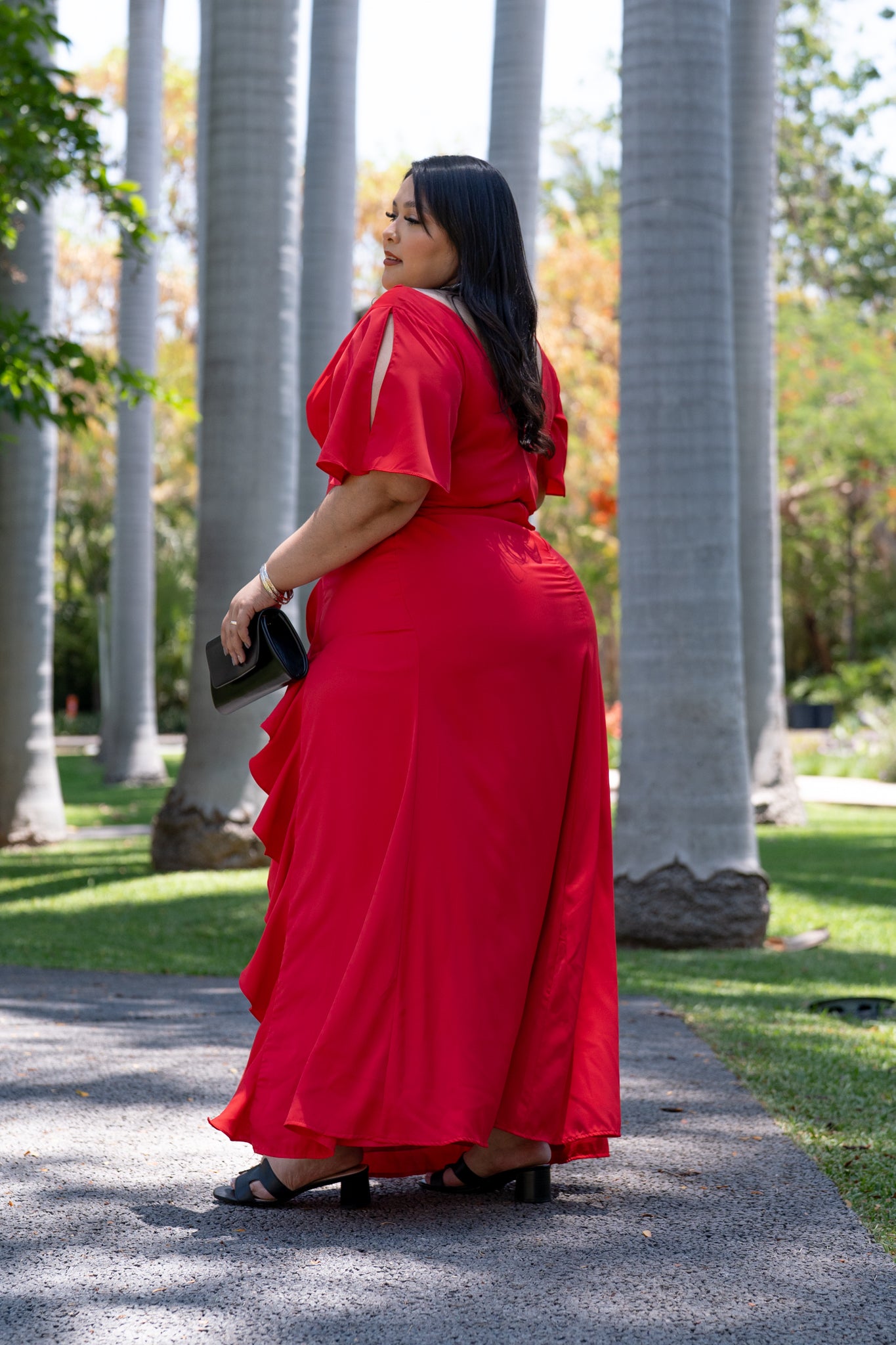 Vestido largo escarola rojo