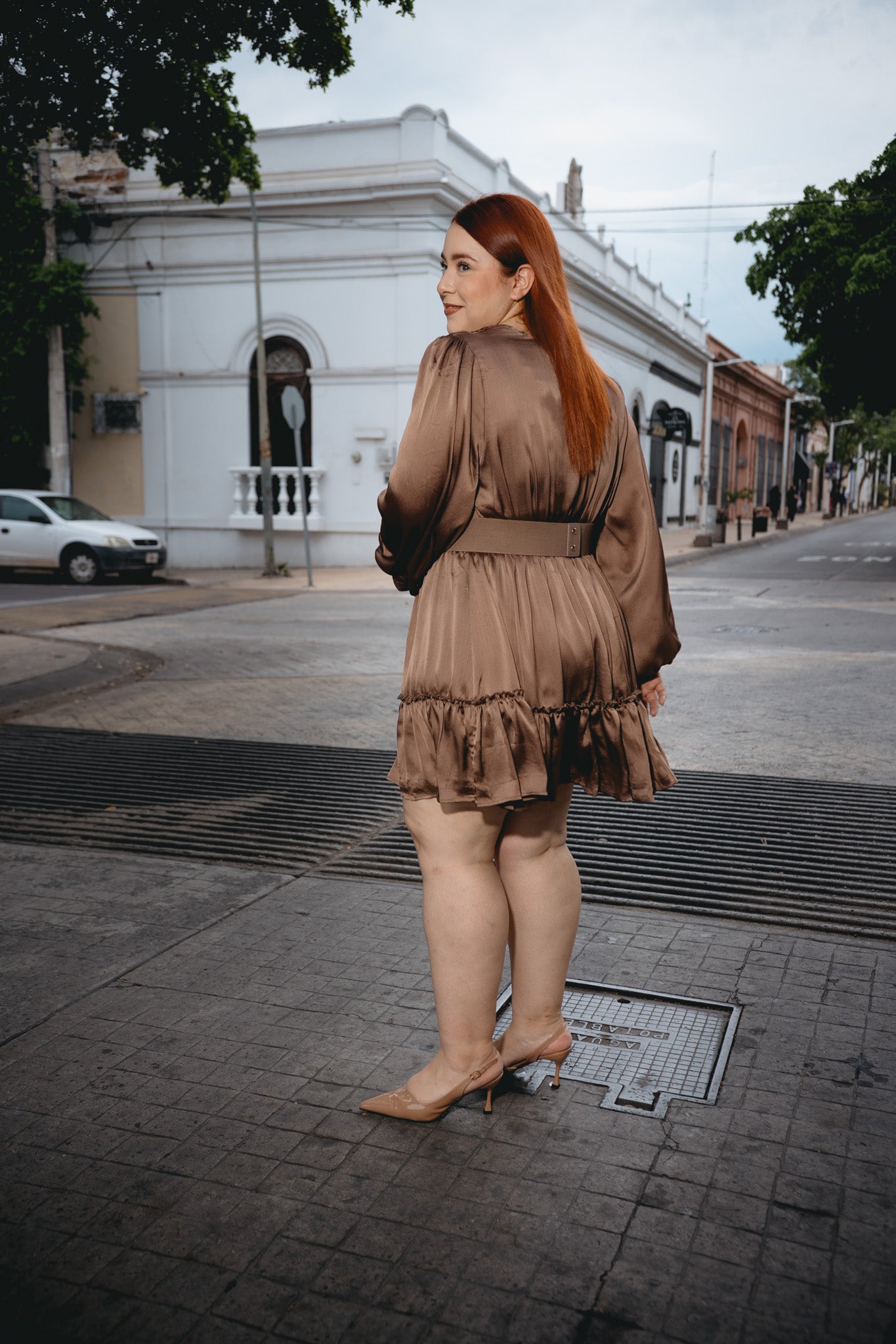 Vestido corto c/lazo cafe