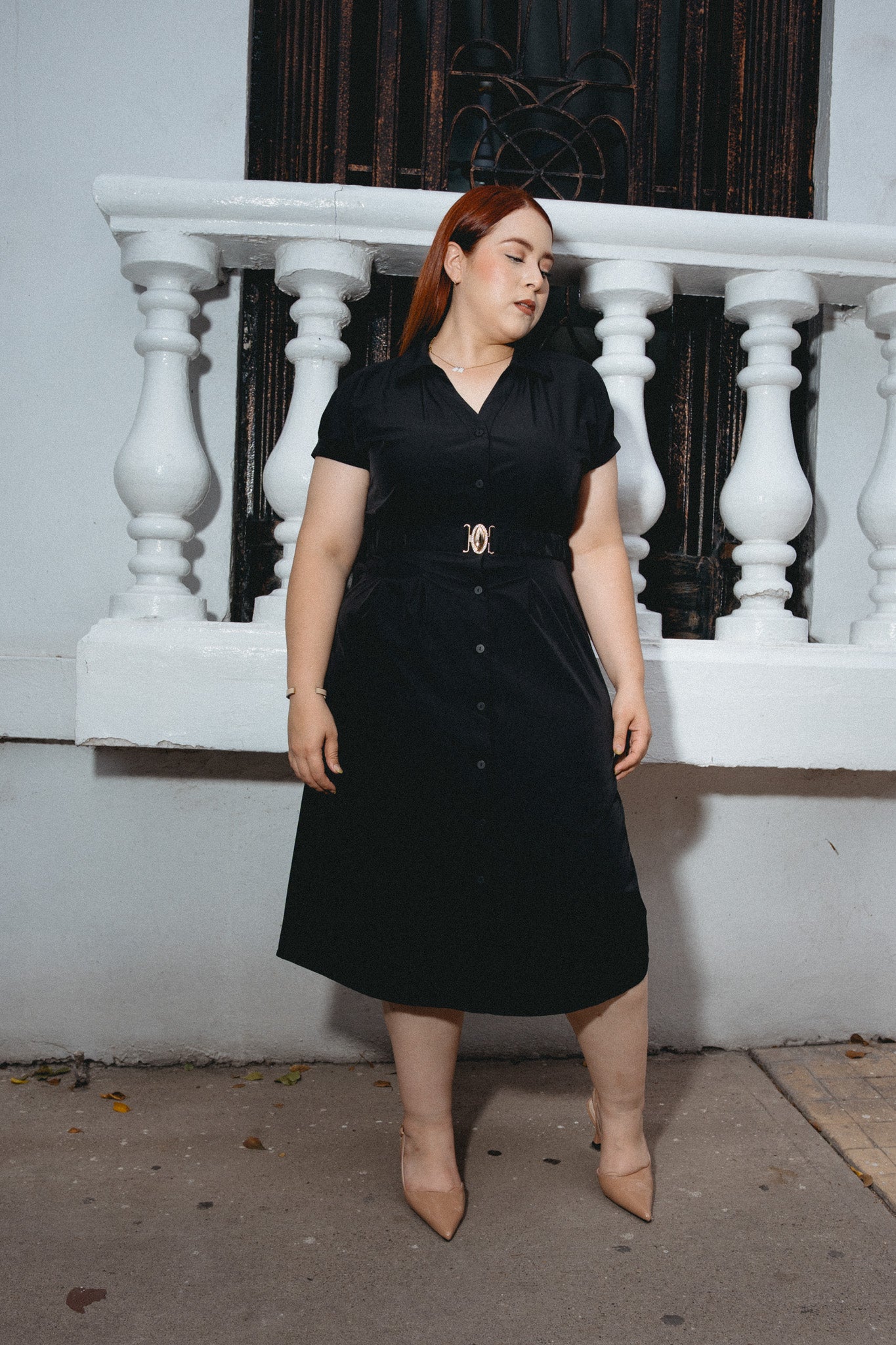 Vestido camisero c/cinto neg