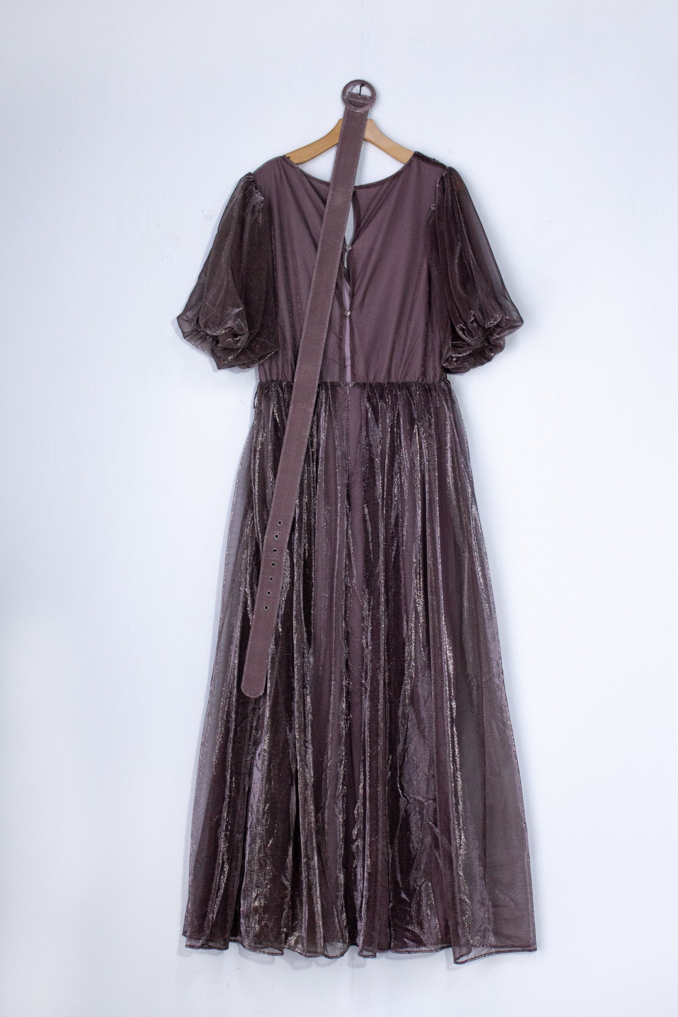 Vestido largo tul brillos moka