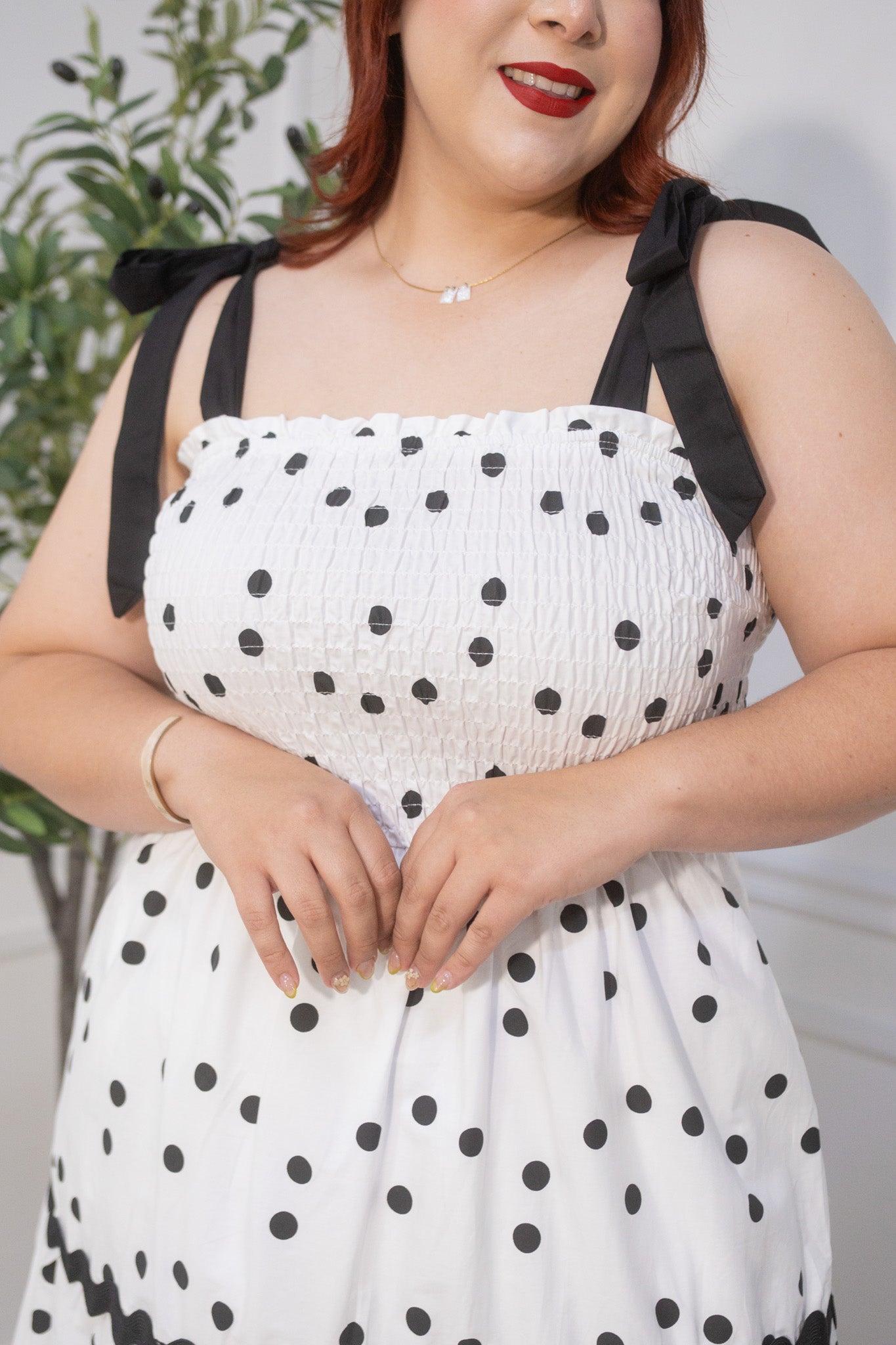 Maxi vestido polka blanco