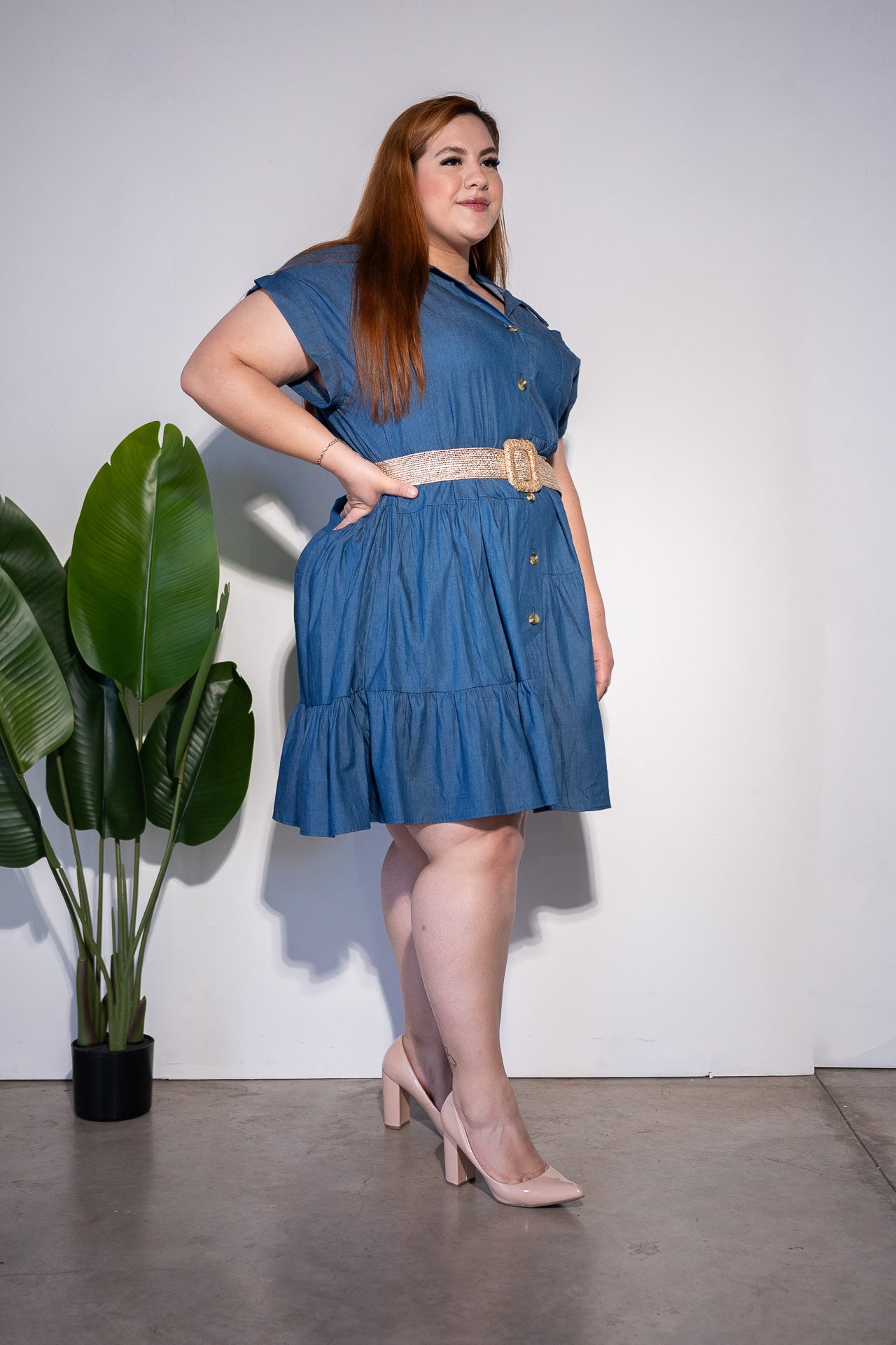 Vestido corto Denim con botones