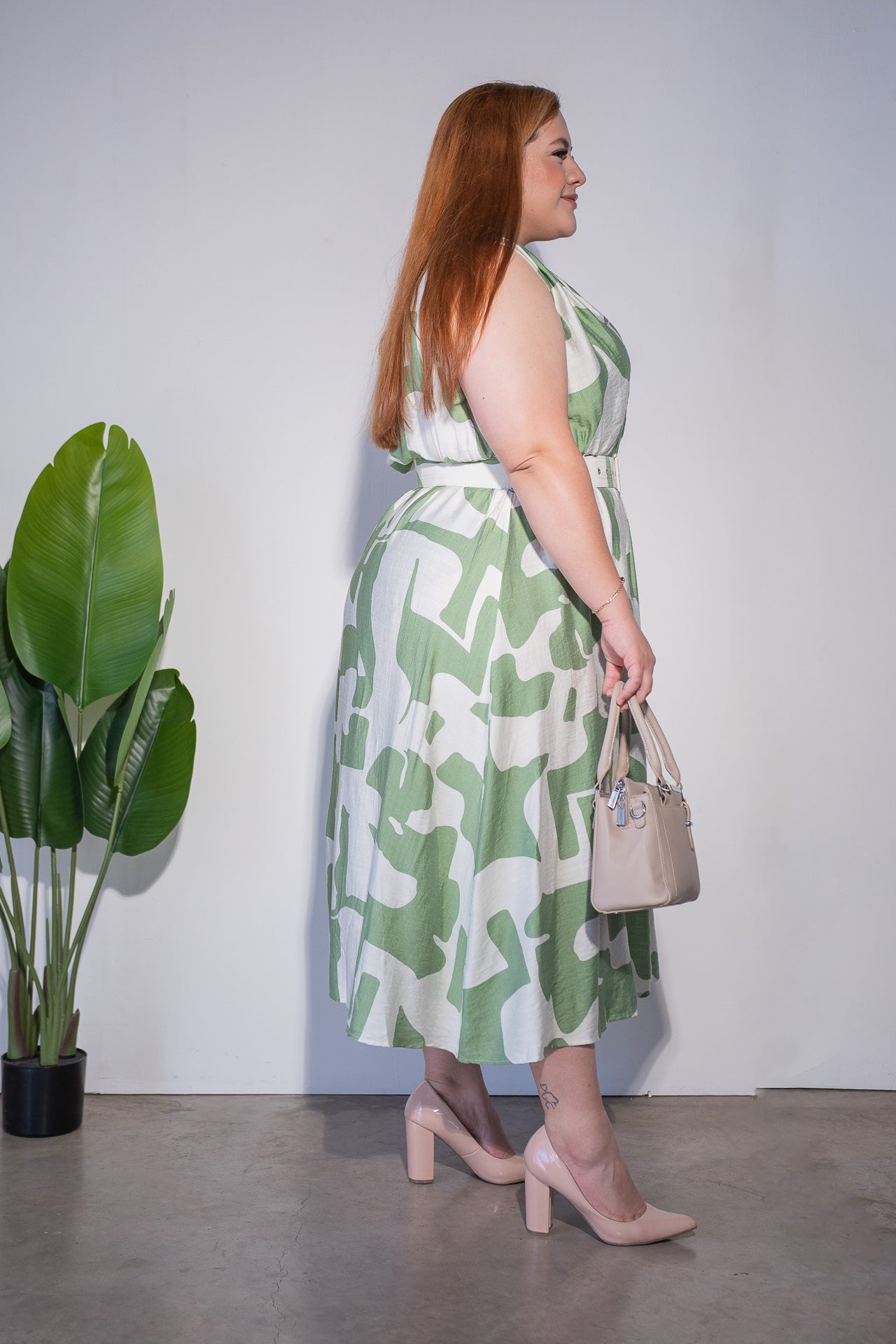 Vestido estampado con cinto
