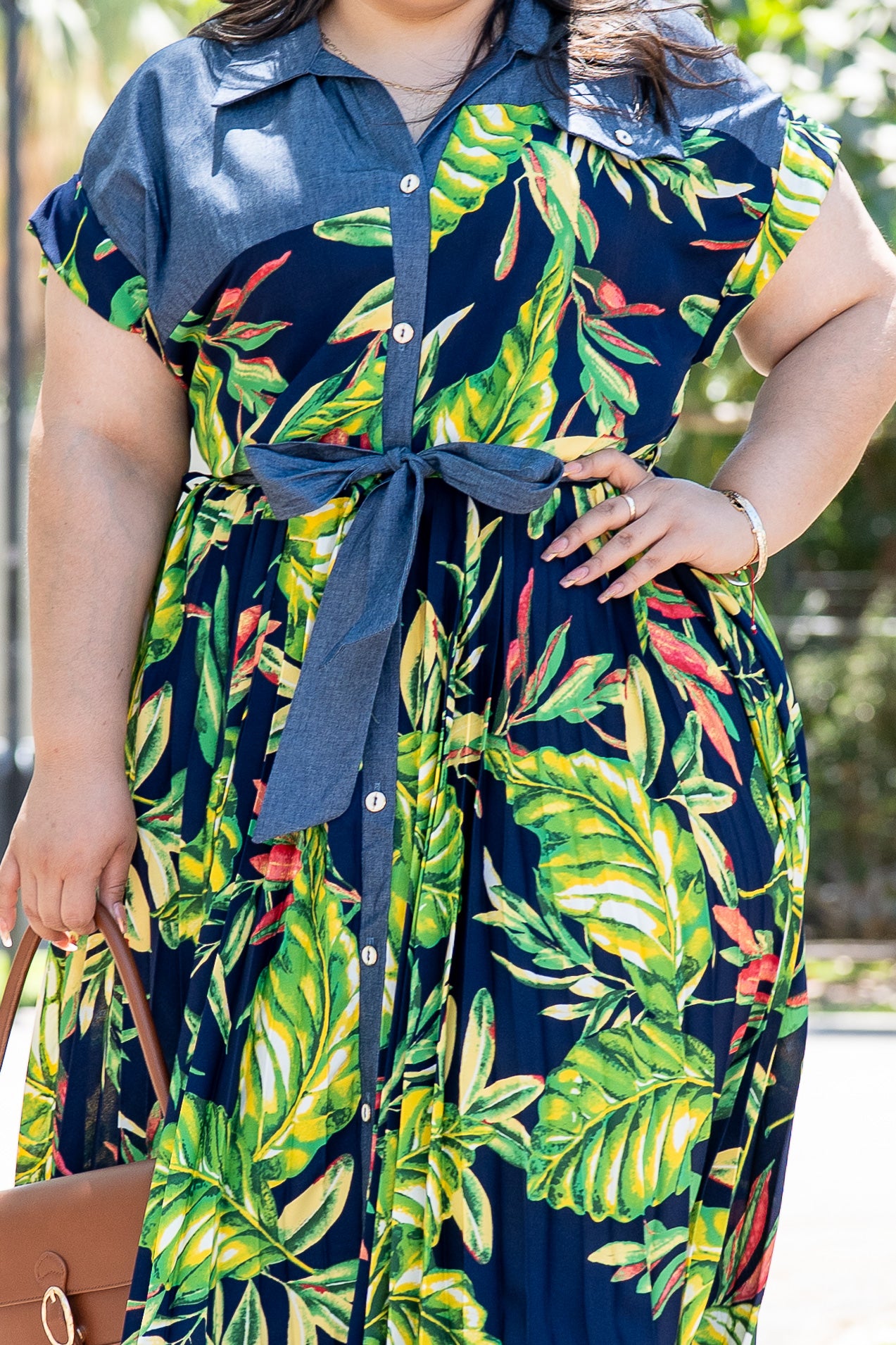 Vestido Largo Plizado Floral