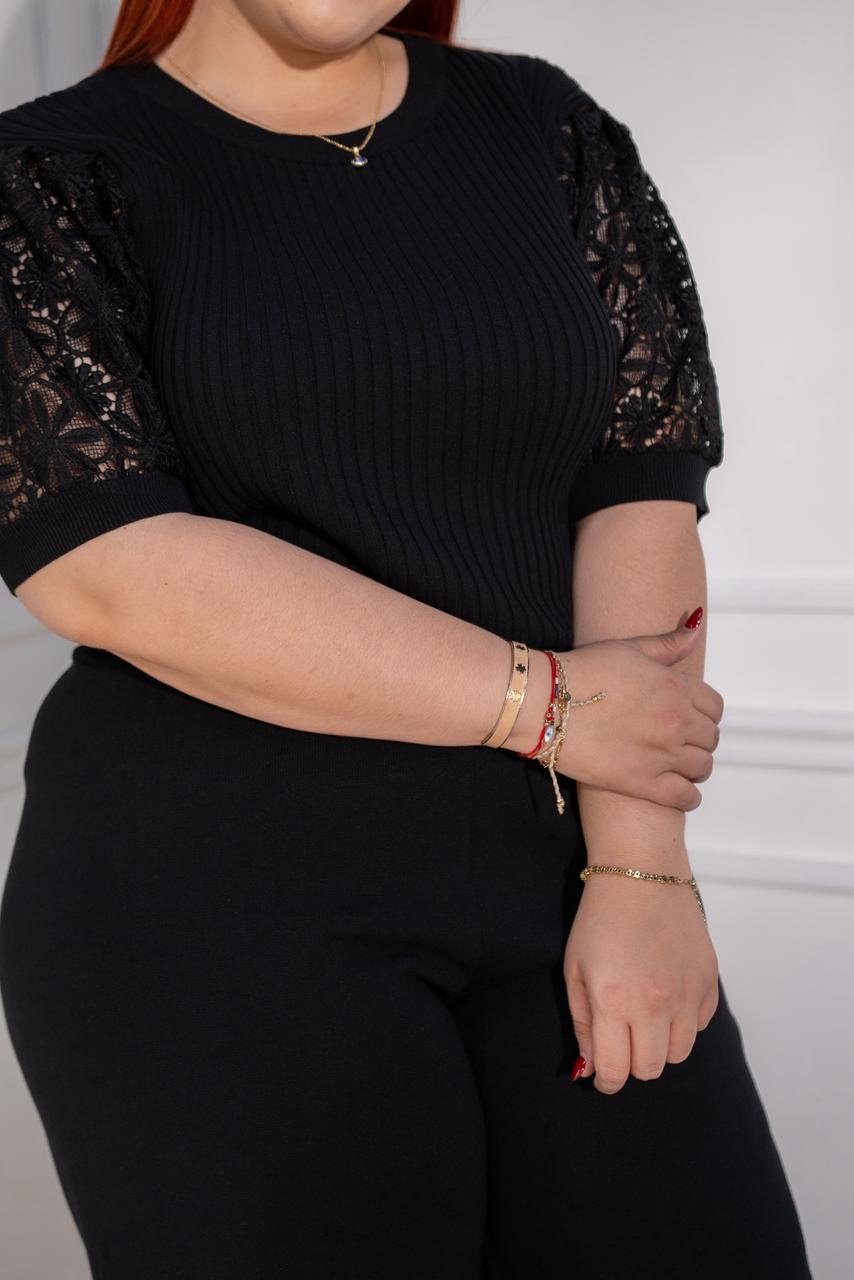 set de punto blusa m/encage neg
