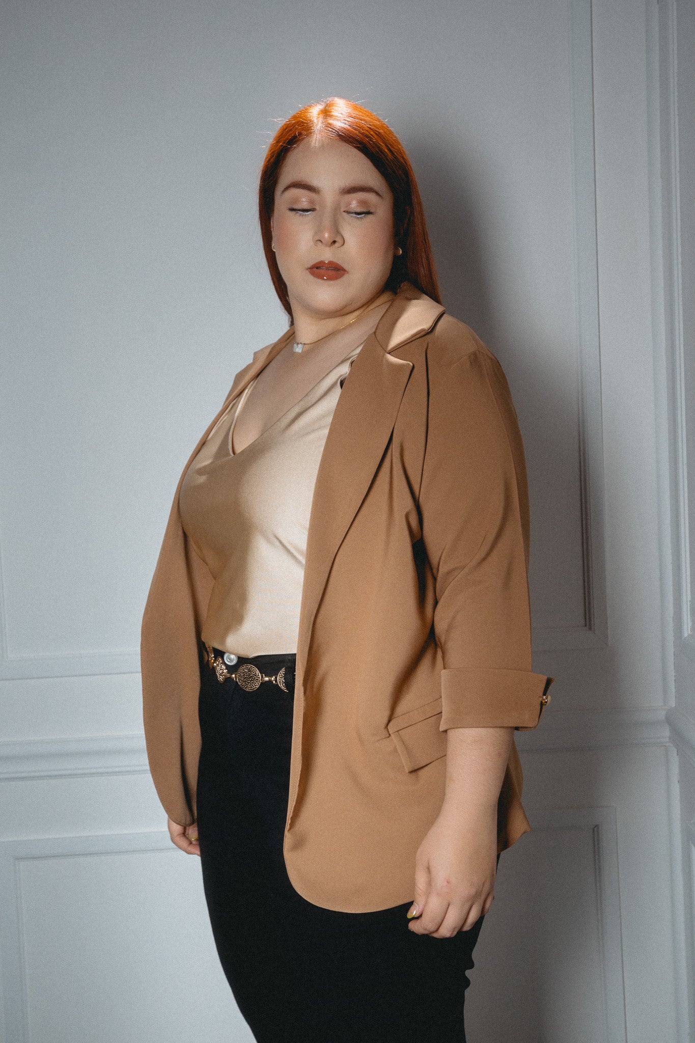 Blazer manga 3/4 liso