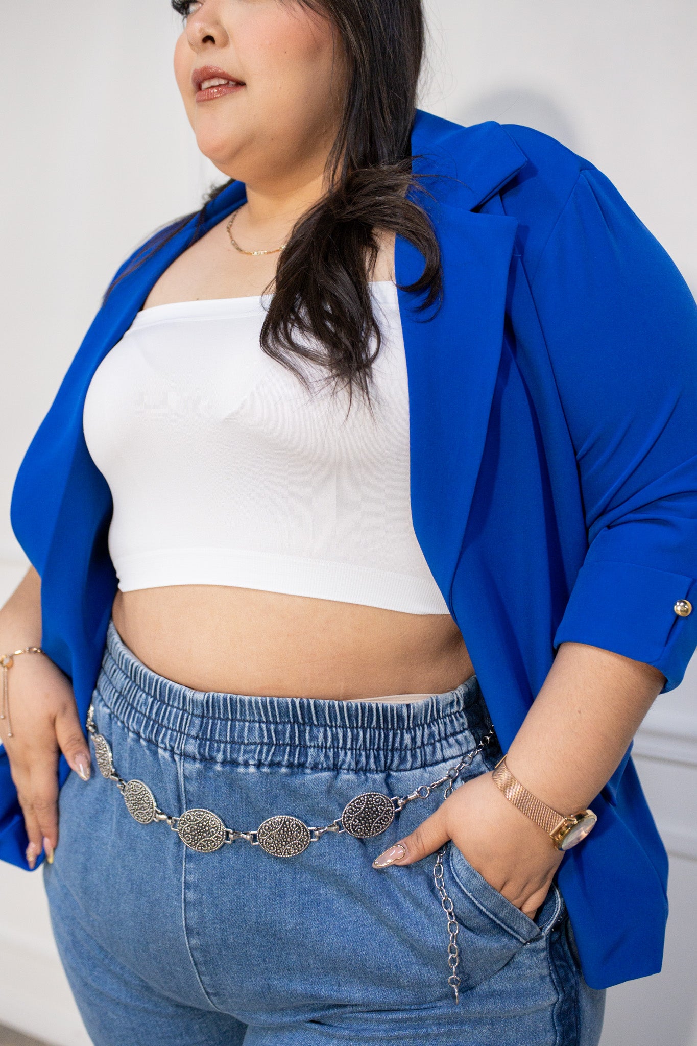 Blazer manga 3/4 liso