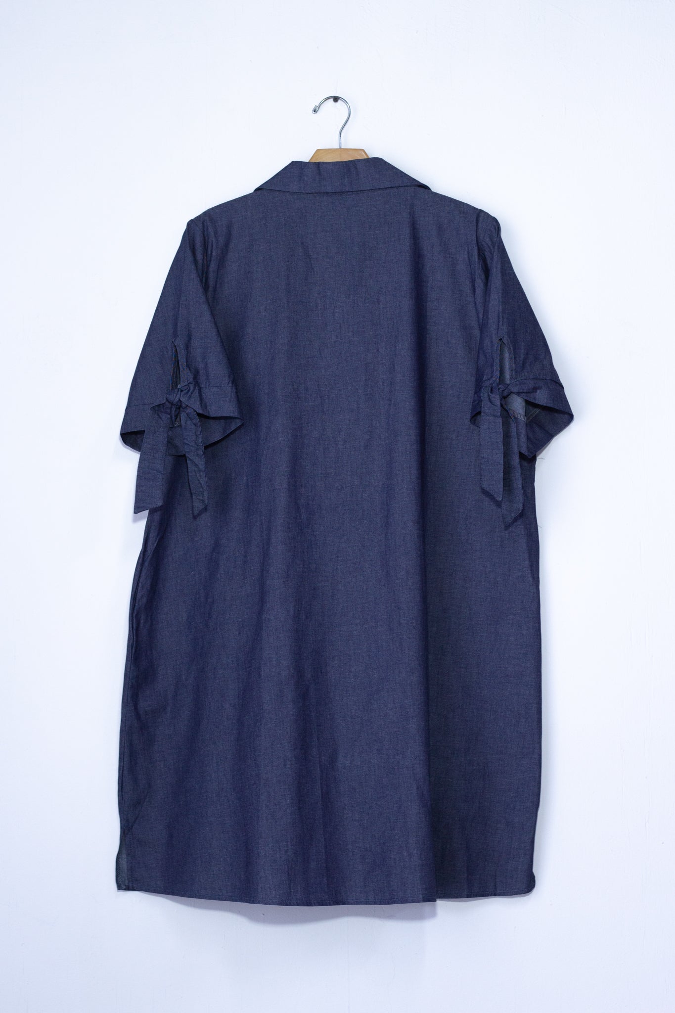 Vestido midi liso denim