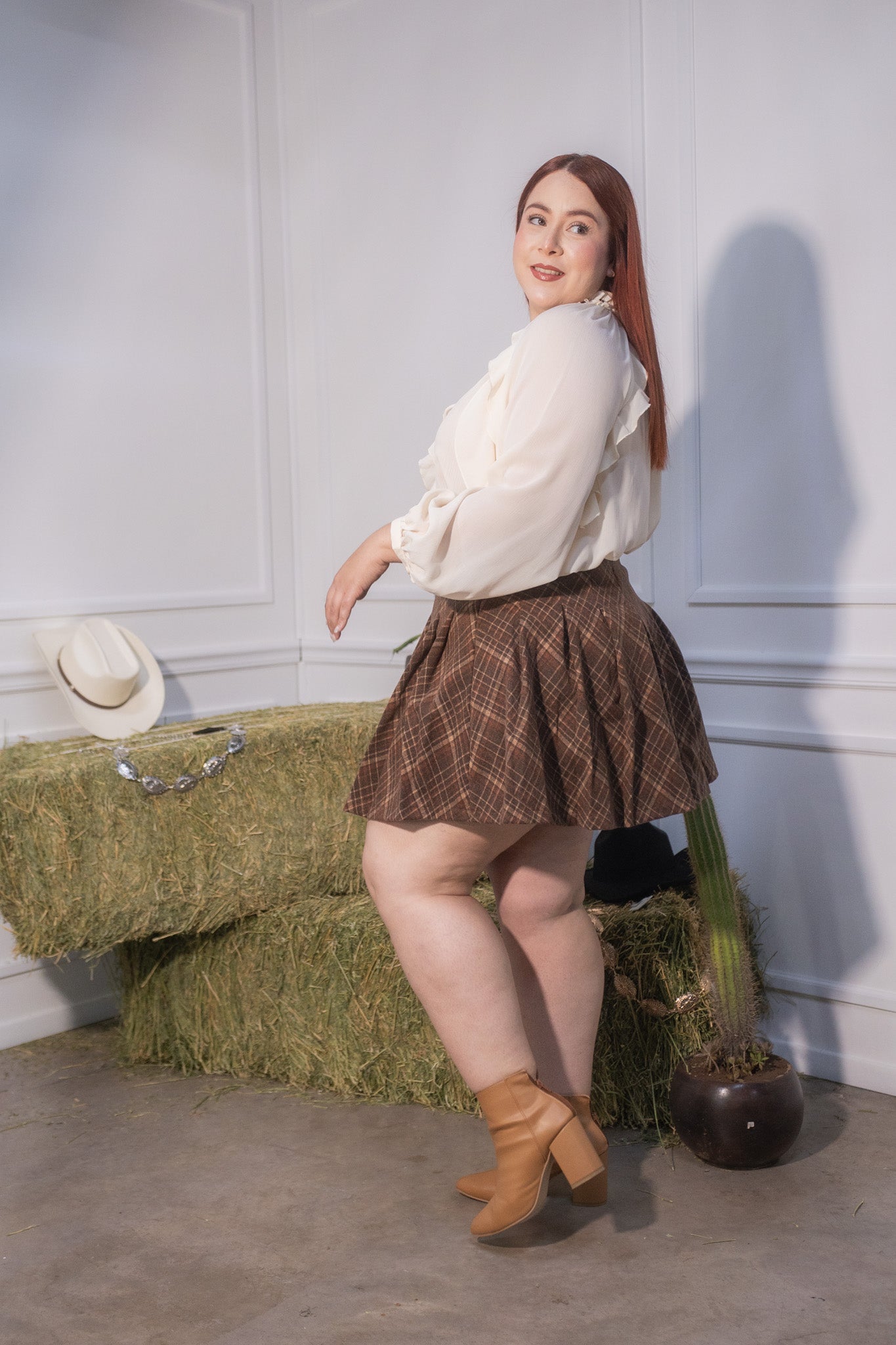 Blusa bohemia con escarolas bei