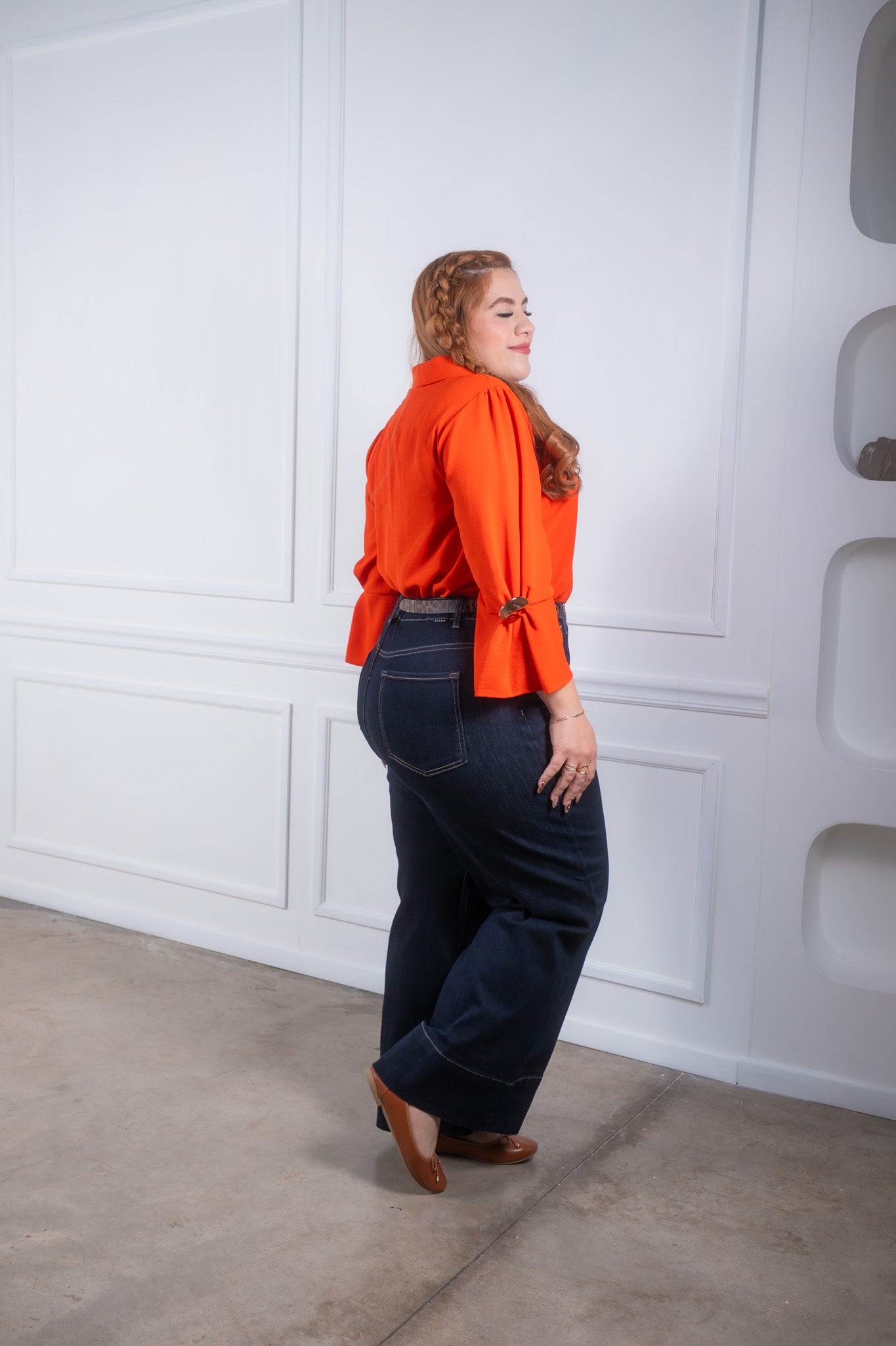 Blusa lisa manga 3/4 c/boton