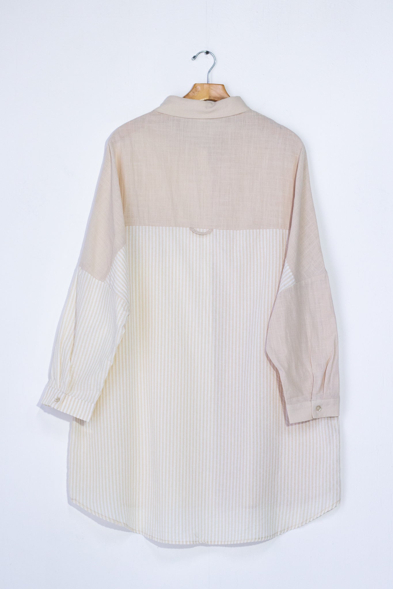 Bluson Camisera en rayas Beige y verde