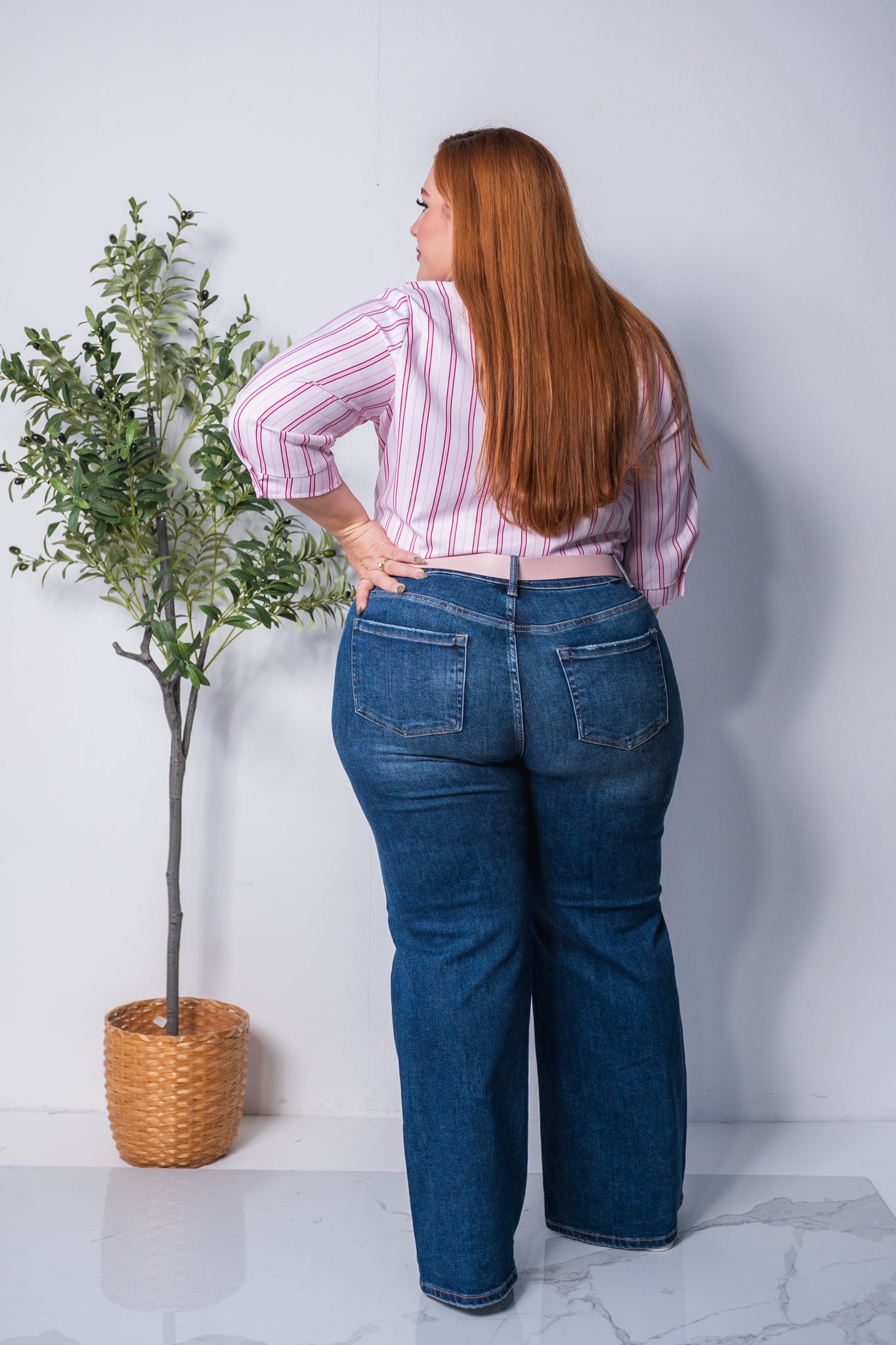 Camisa m/larga rayas rosa