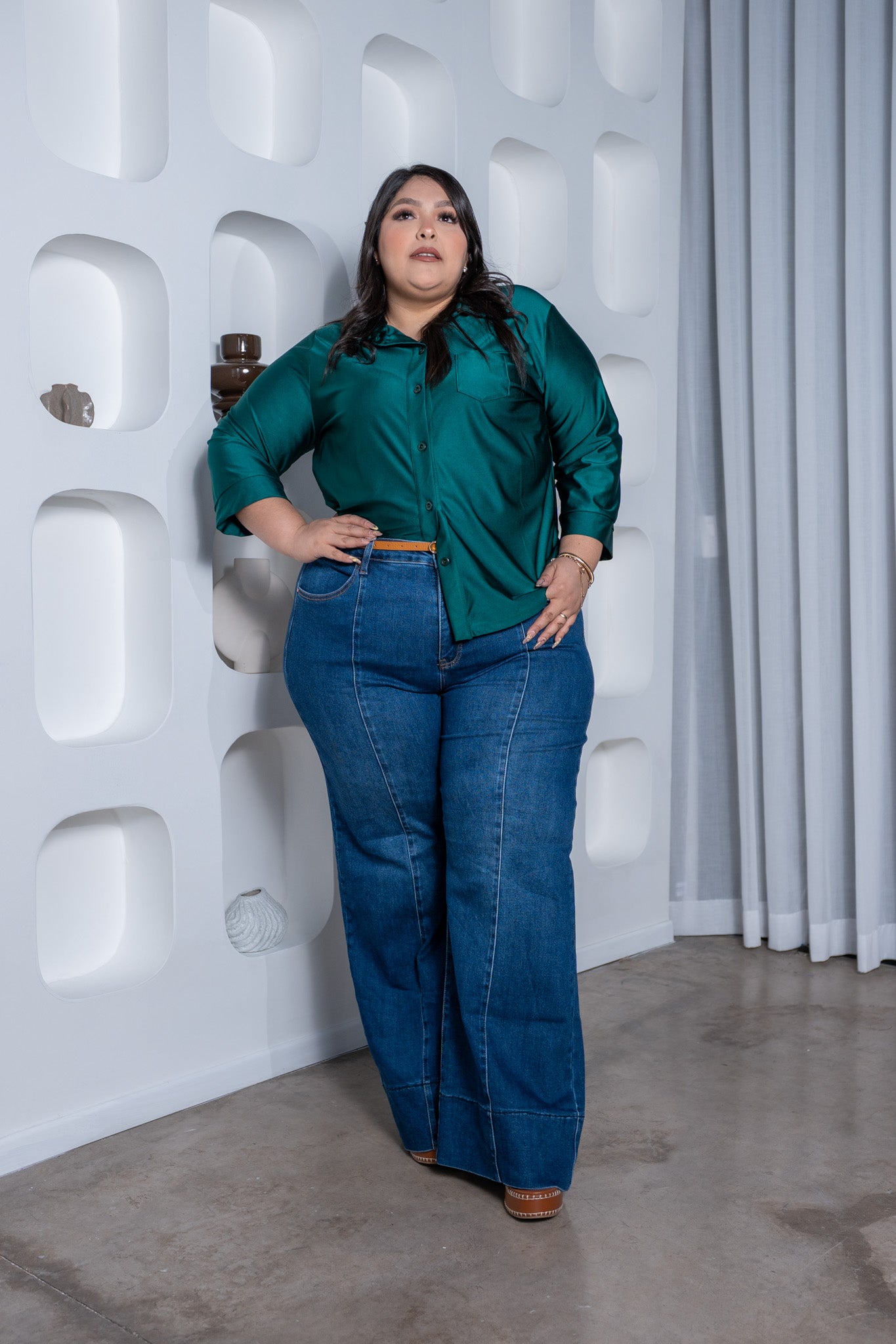 Camisa satinada stretch