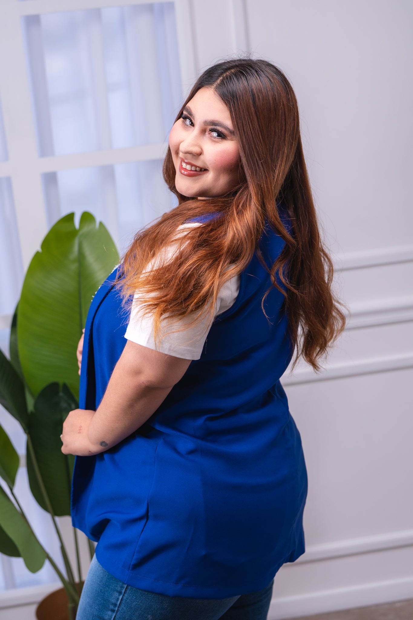 Chaleco liso de vestir azul