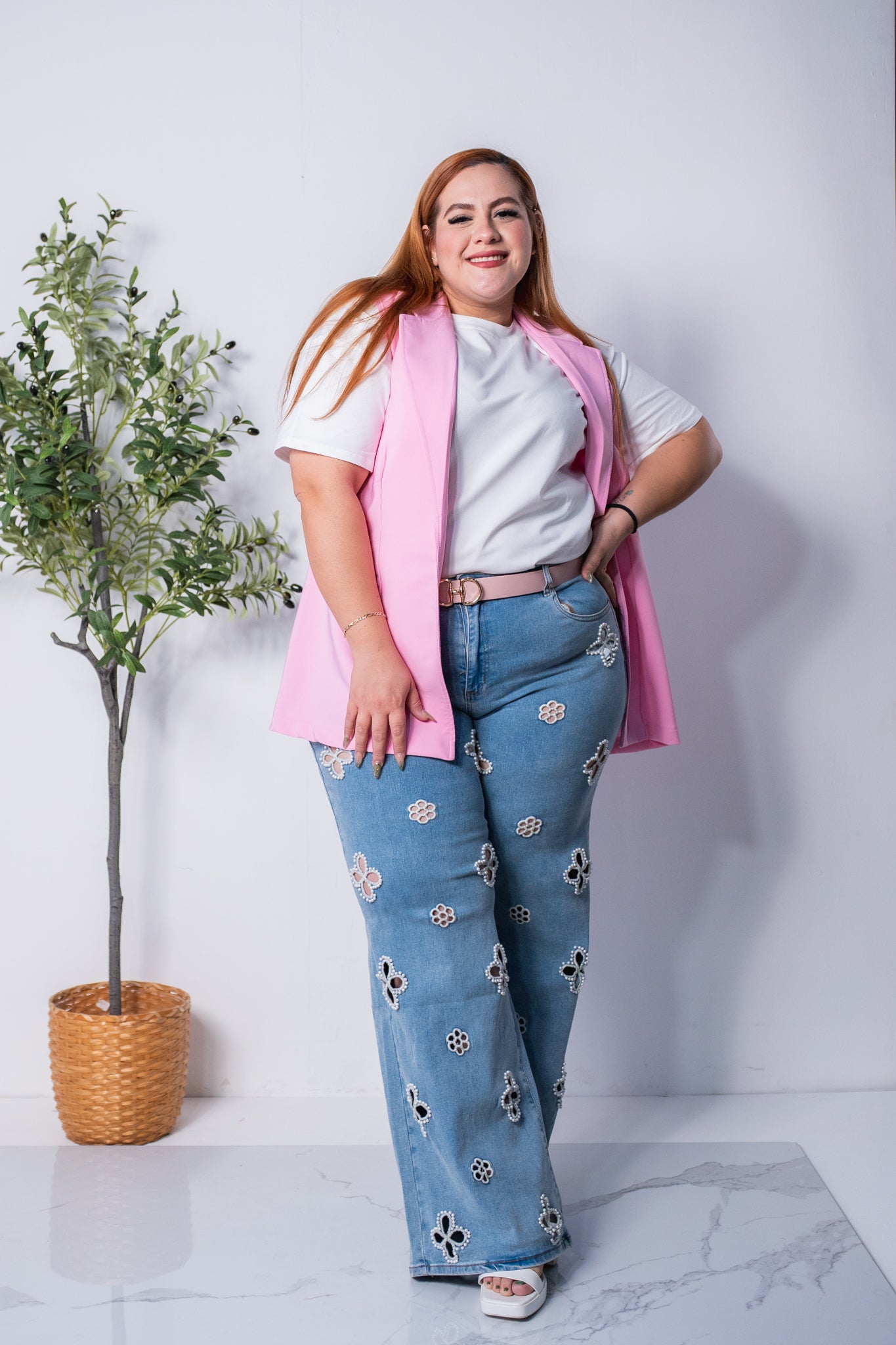 Chaleco liso de vestir rosa