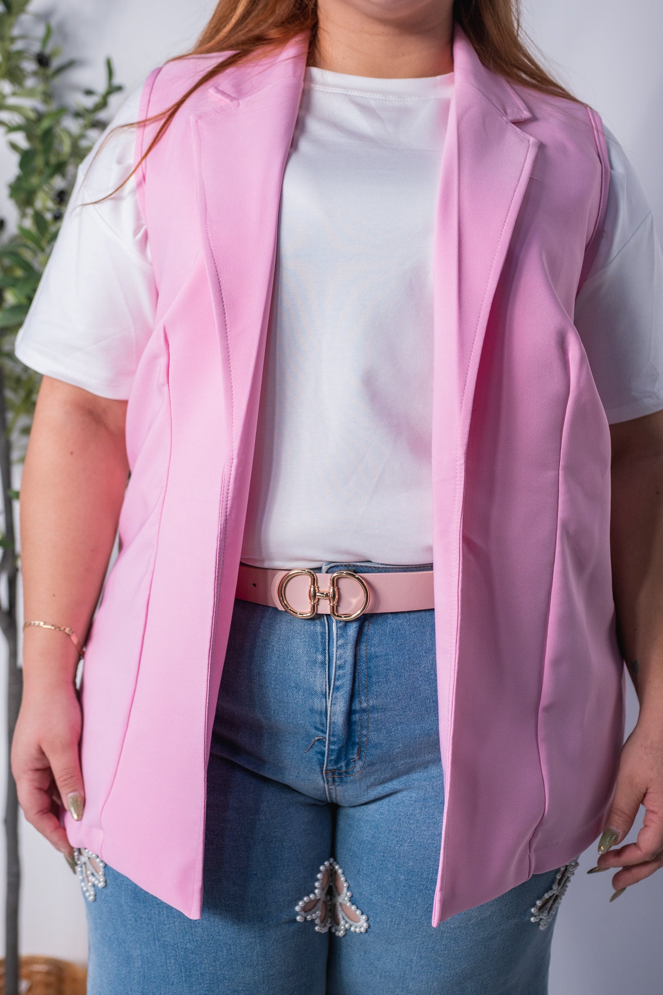 Chaleco liso de vestir rosa