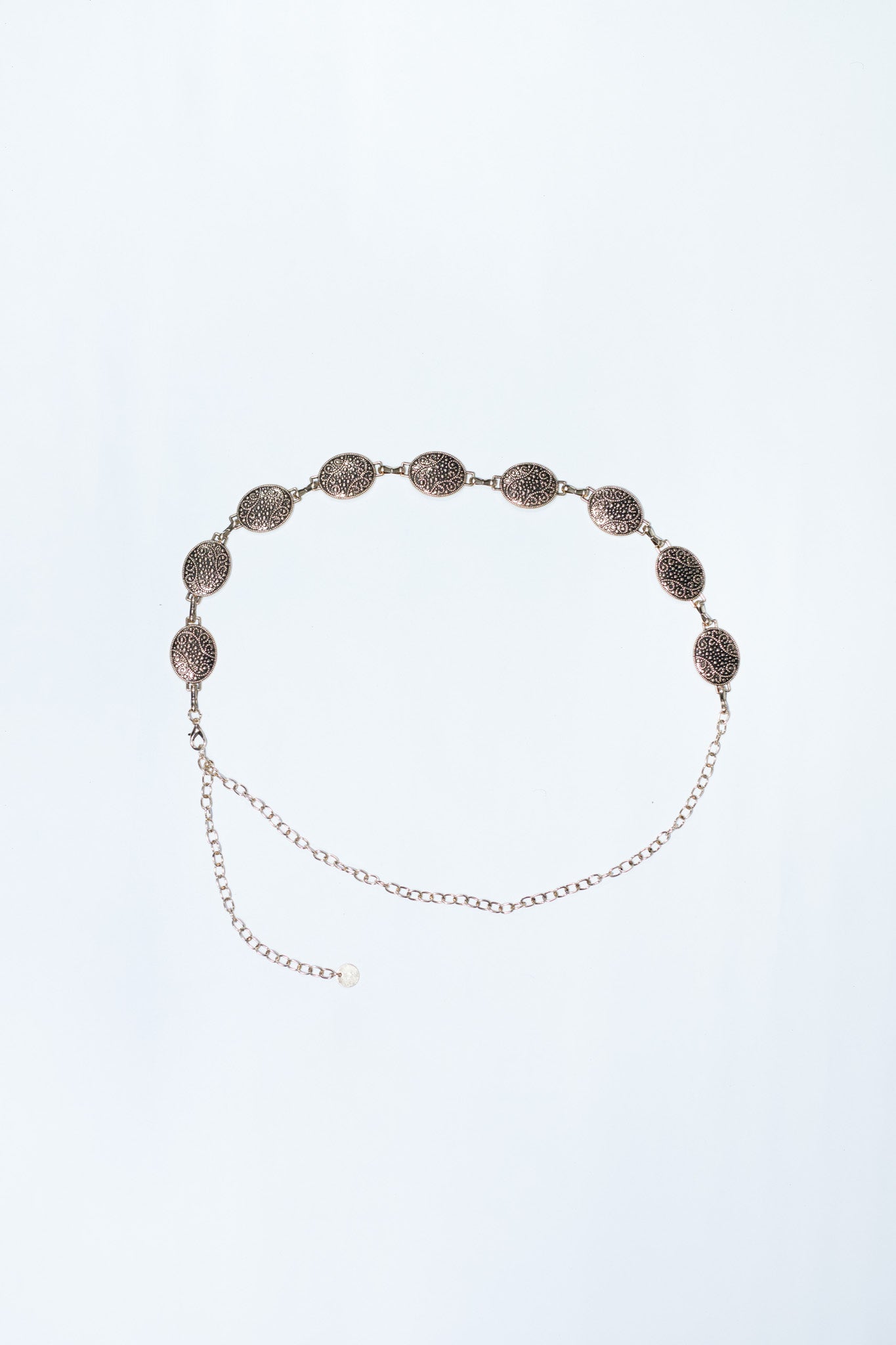 Cinto cadena círculos textura dorado y plata