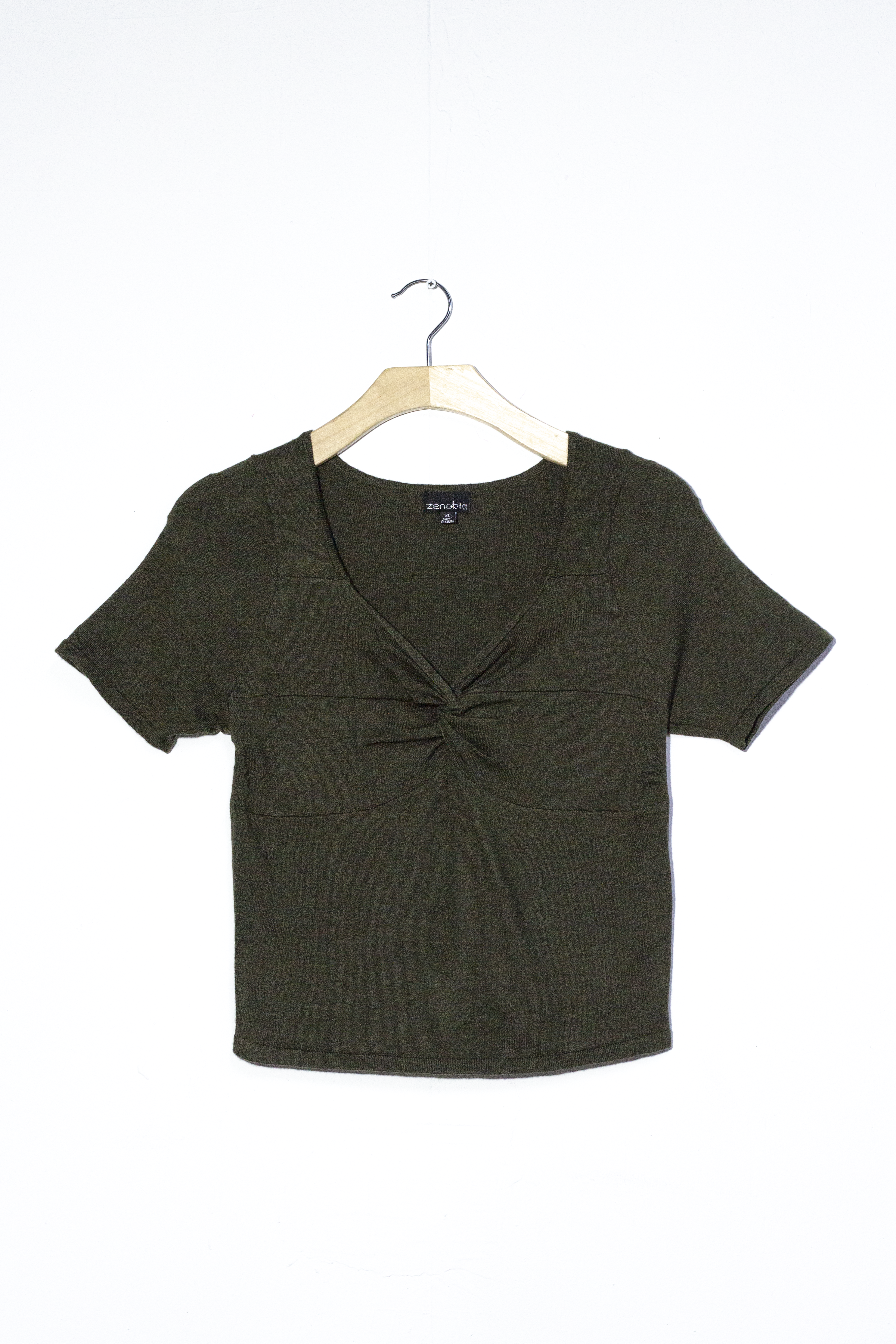 blusa corta cruzada olivo