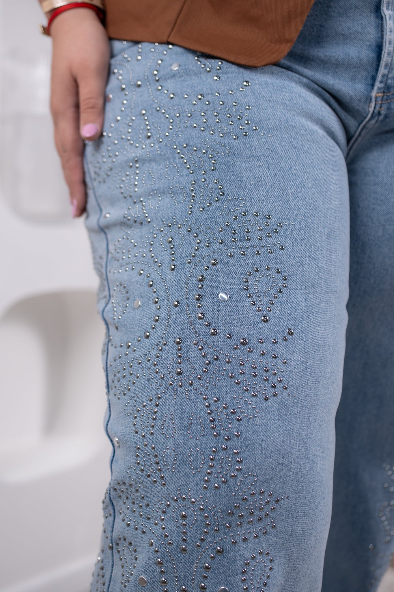 Jeans recto c/estoperoles