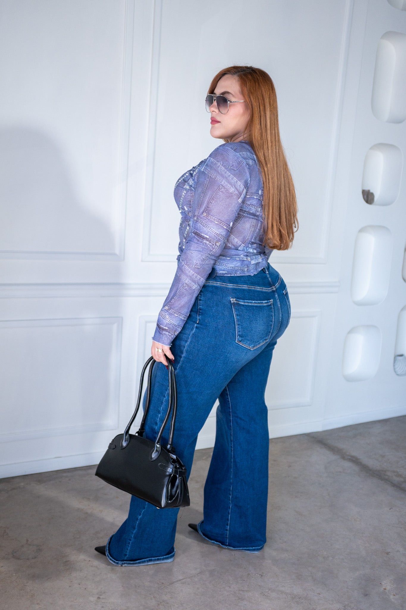 Jeans high rise liso osc