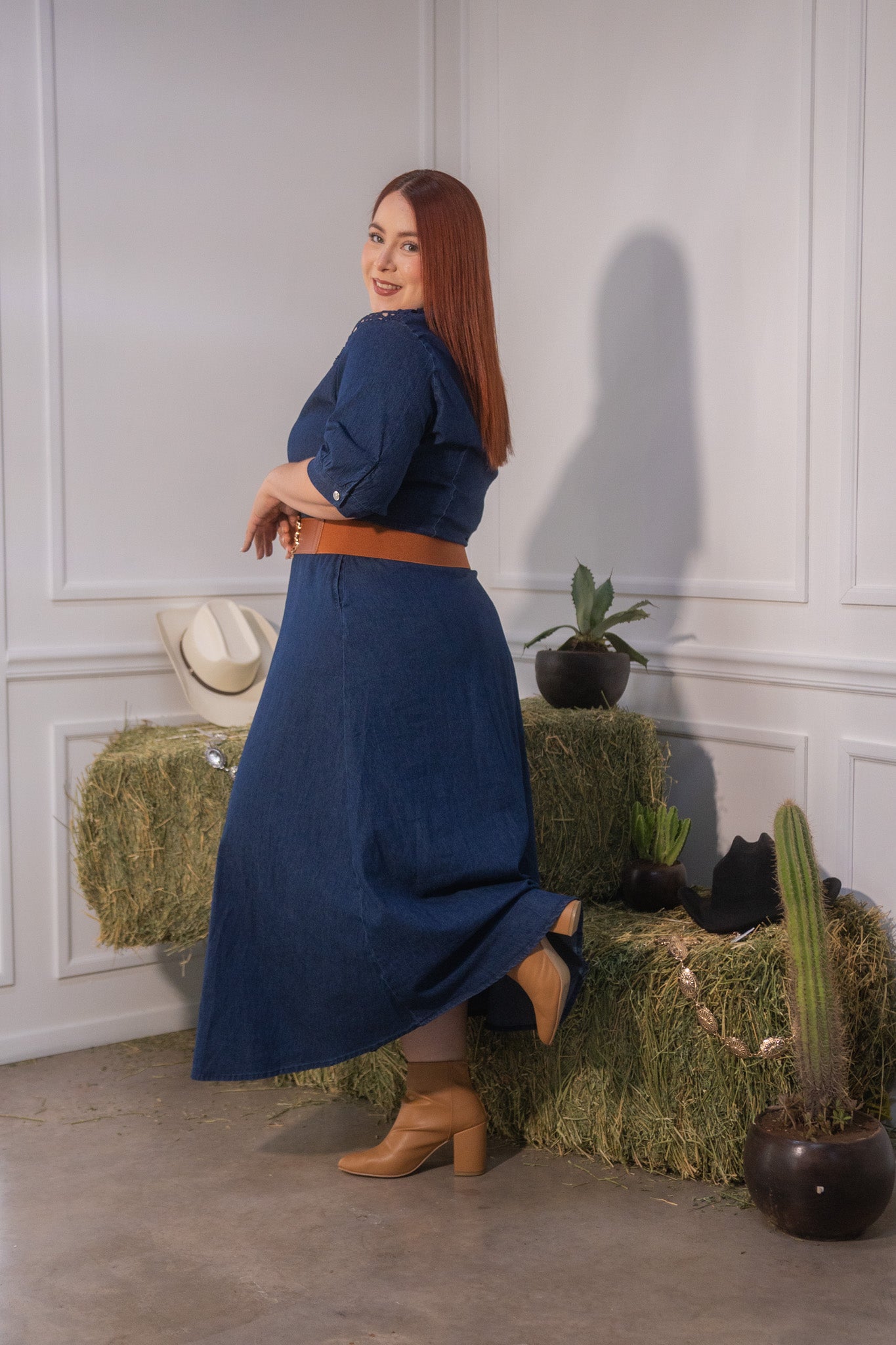 Maxi vestido camisero bordado