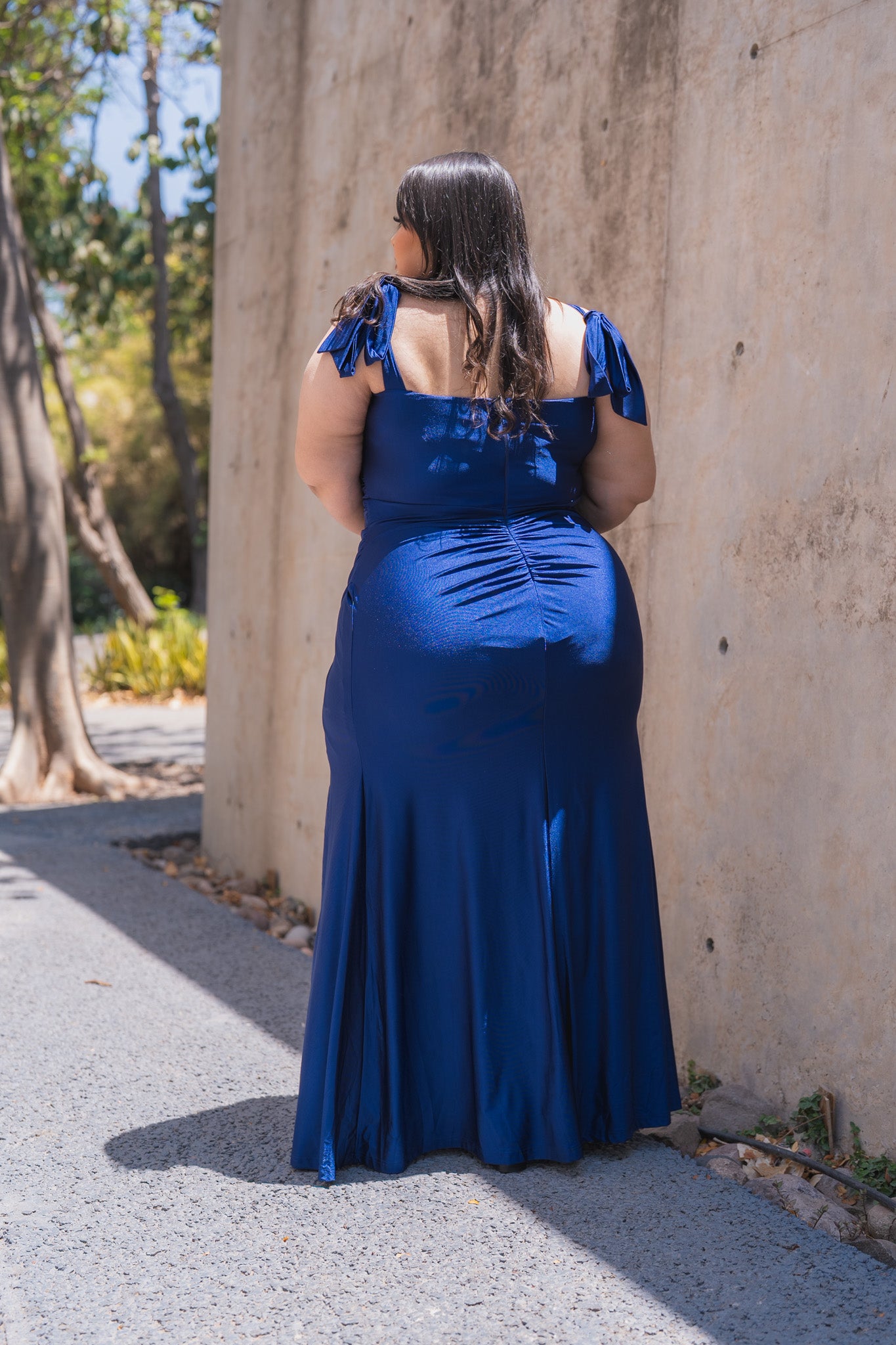 Vestido corset plisado azul