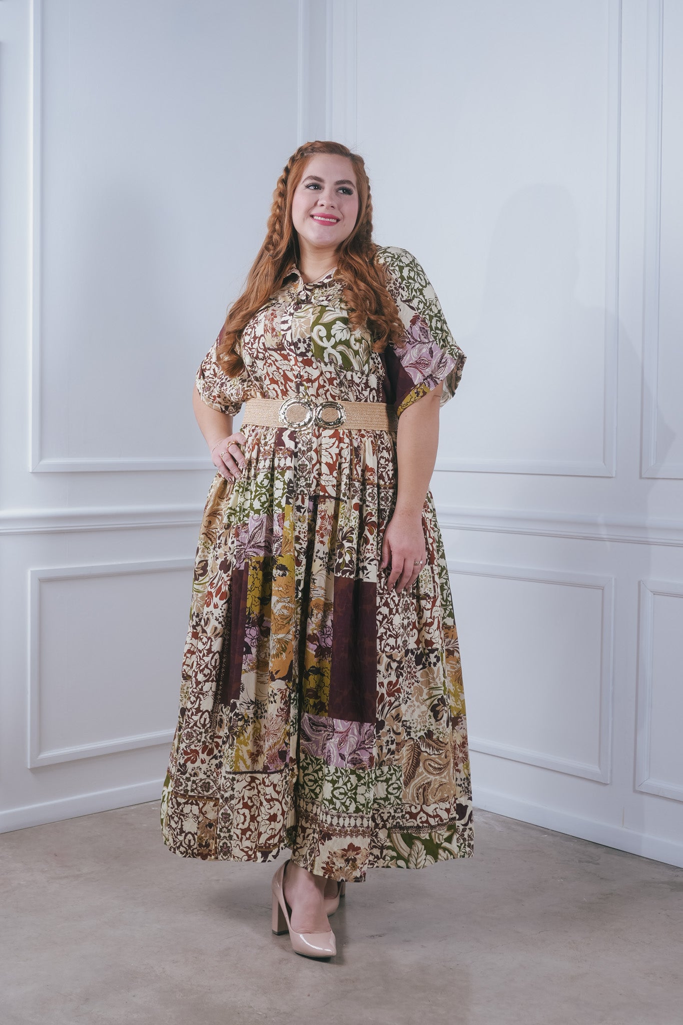 Vestido camisero estampado c/lazo