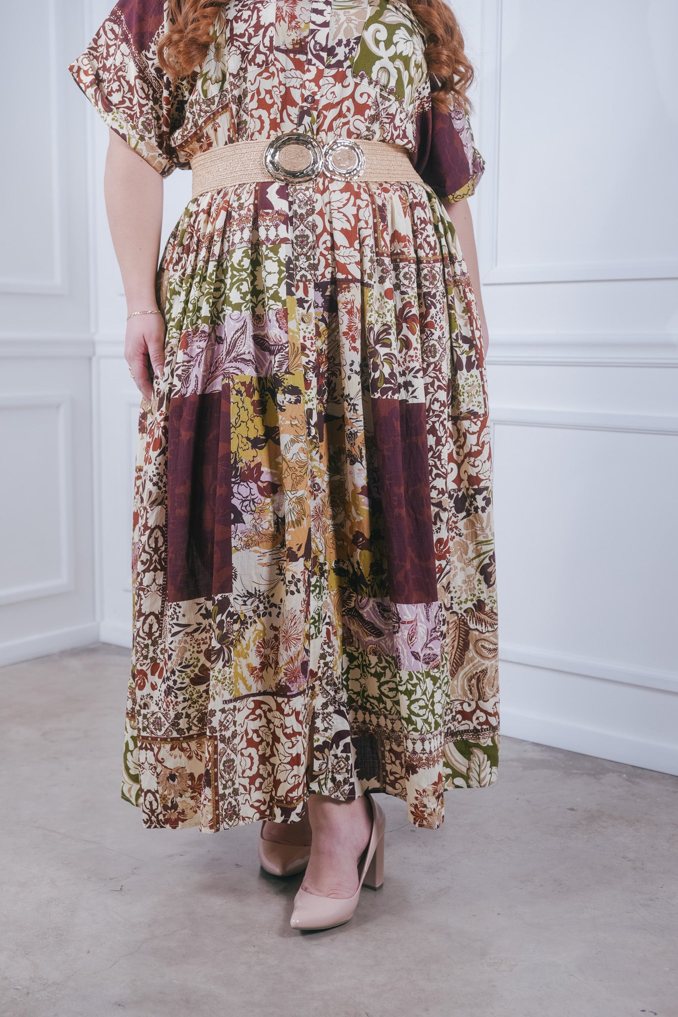 Vestido camisero estampado c/lazo